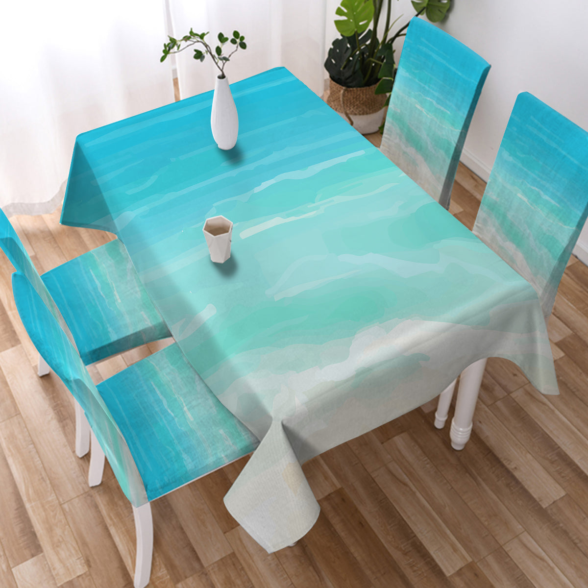 Vibrant Beach Colors Tablecloth - Waterproof & Washable Picnic Table Cover for Outdoor Dining, Parties, and Beach Gatherings