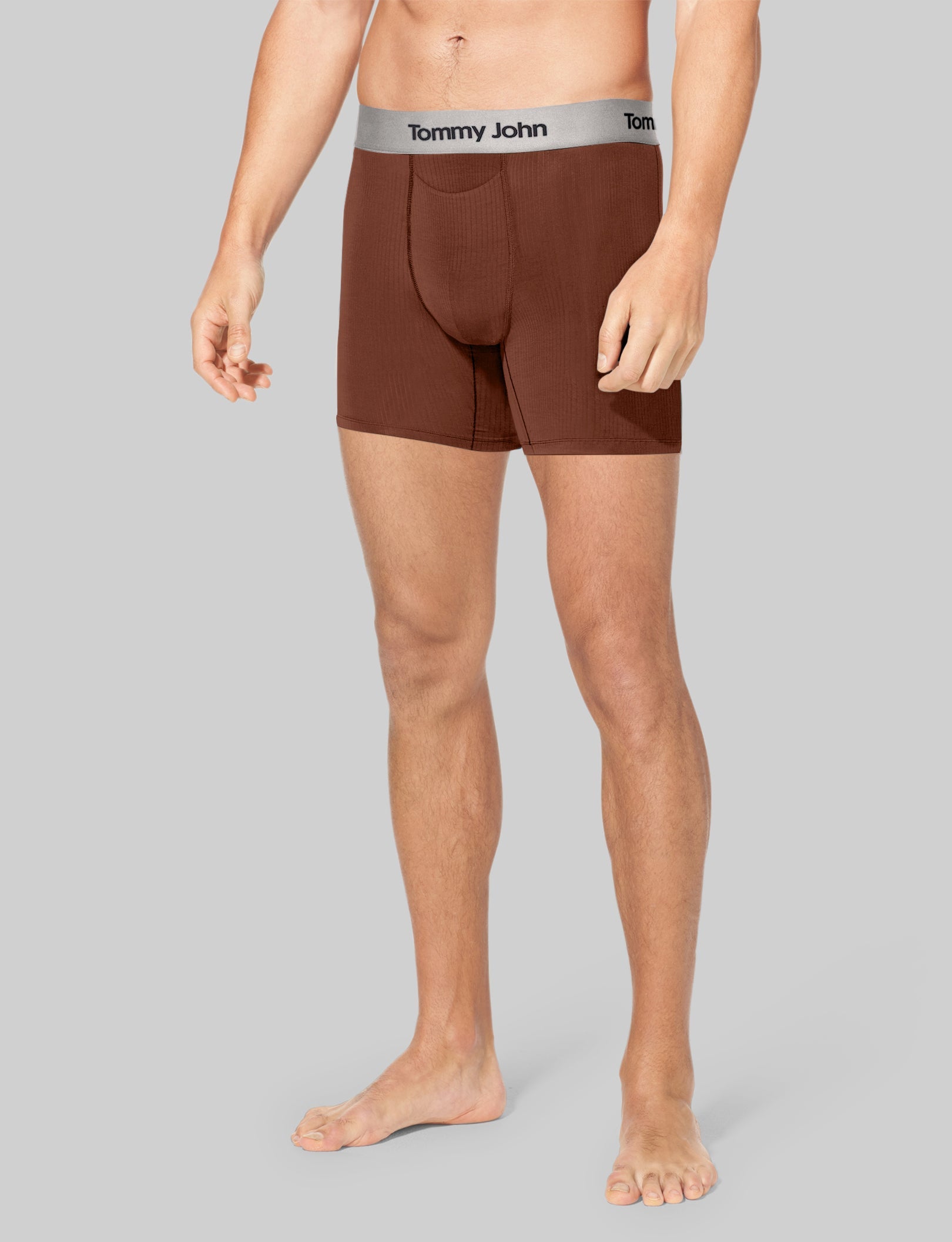Premium Second Skin Luxe Rib Mid-Length Boxer Briefs - 6 Pack | Ultra-Soft Breathable Underwear for Men | Perfect for Workout, Lounge & Everyday Comfort