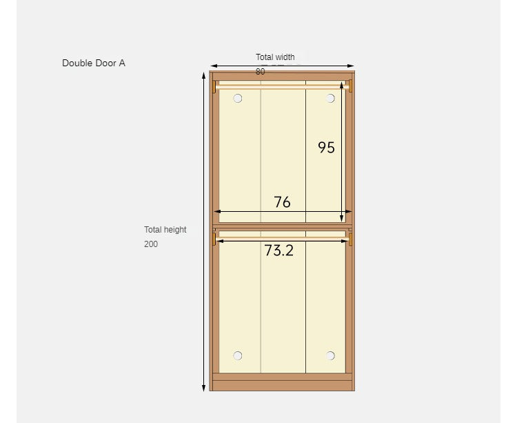 Solid Oak Wood Narrow Wardrobe - Slim Space-Saving Closet for Bedroom, Hallway, or Small Apartment