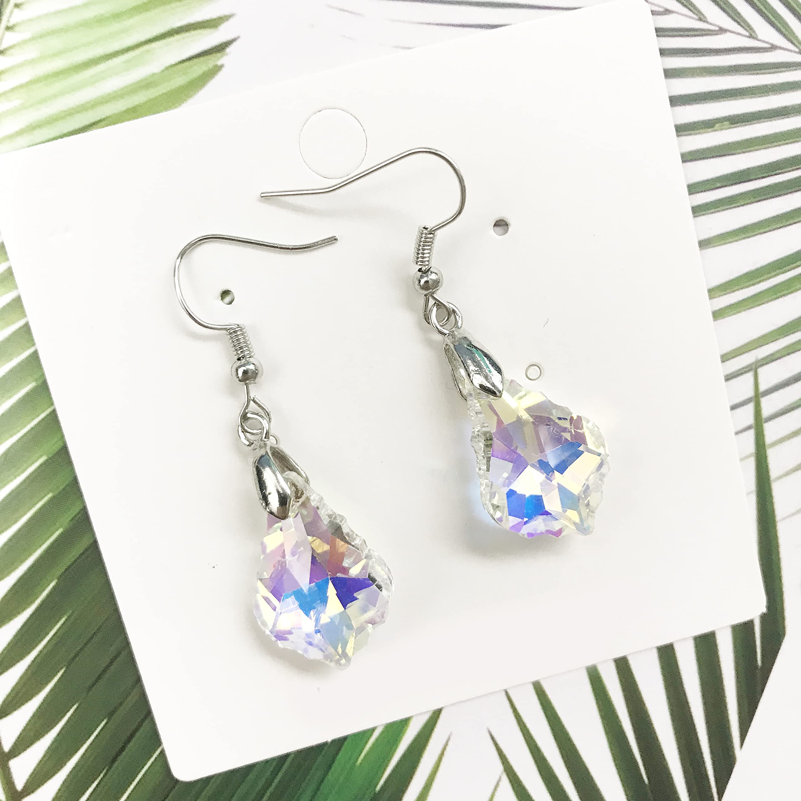 Sparkly Multi-Color Crystal Teardrop Dangle Earrings for Women | Rainbow Geometric Statement Jewelry | Elegant Gift for Party, Wedding & Everyday Wear