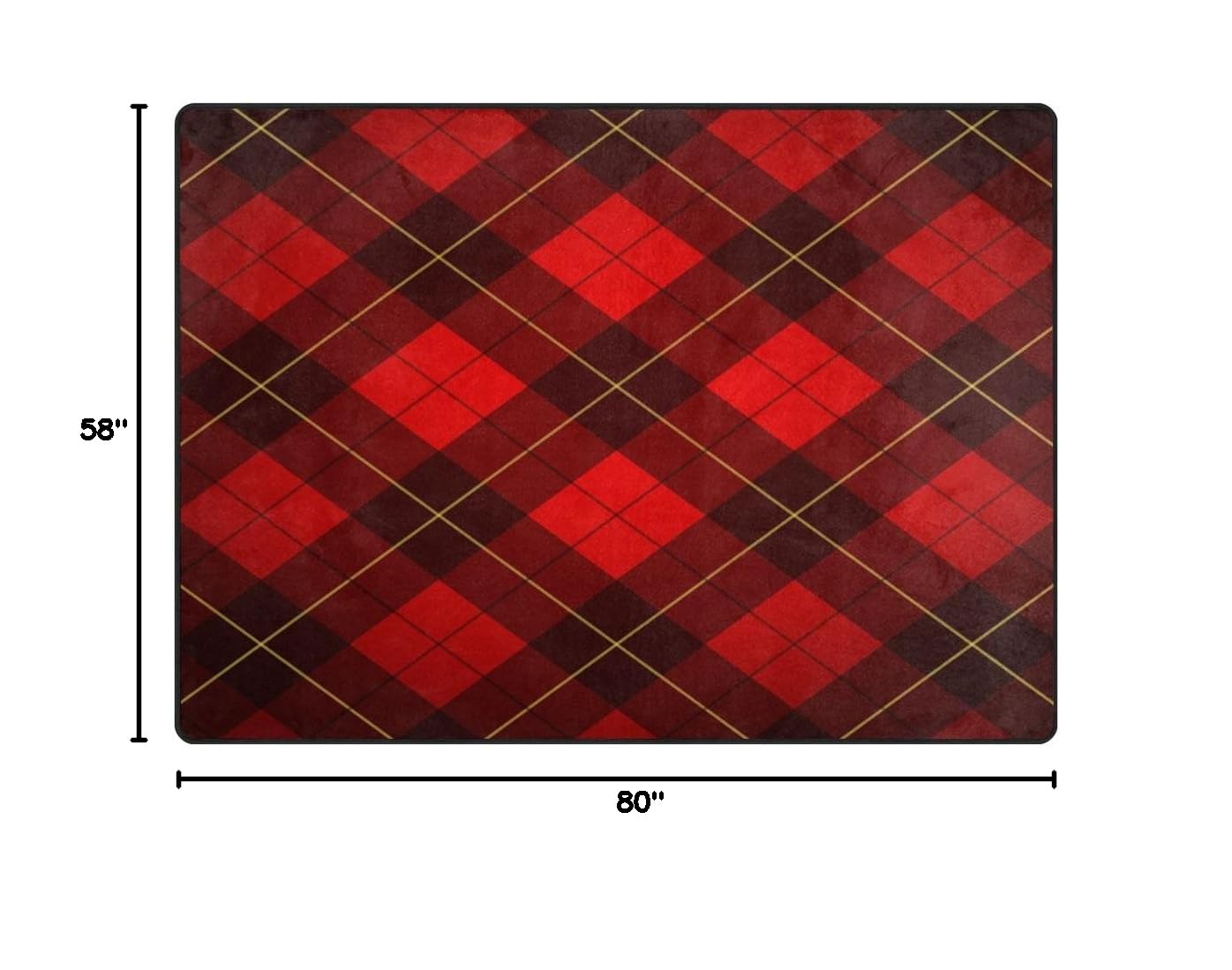 ALAZA Christmas Plaid Grid Red Area Rug 7' x 5' - Soft Holiday Decor for Living Room, Bedroom, Dining Room | Perfect for Winter Home Decor & Festive Gatherings