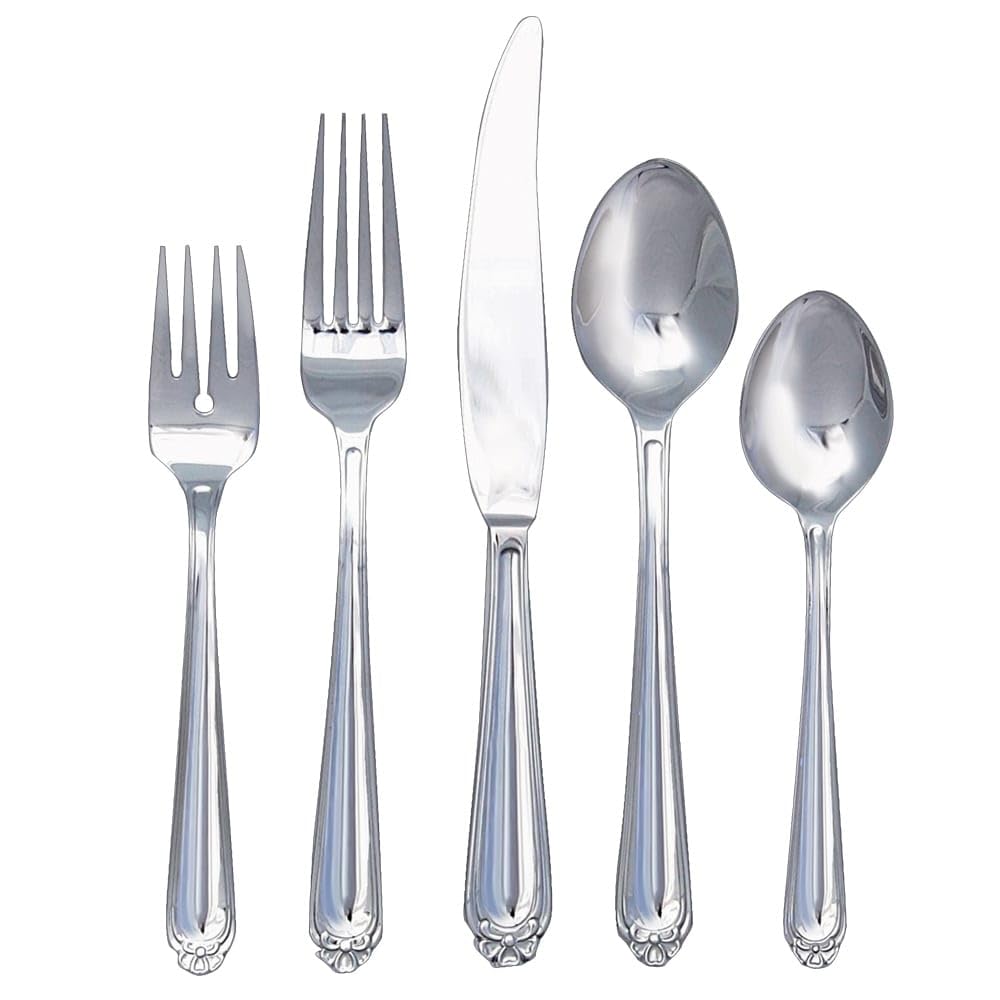 Bonnie 42-Piece Stainless Steel Flatware Set - Service for 8, Elegant Cutlery for Dining, Entertaining & Wedding Gifts