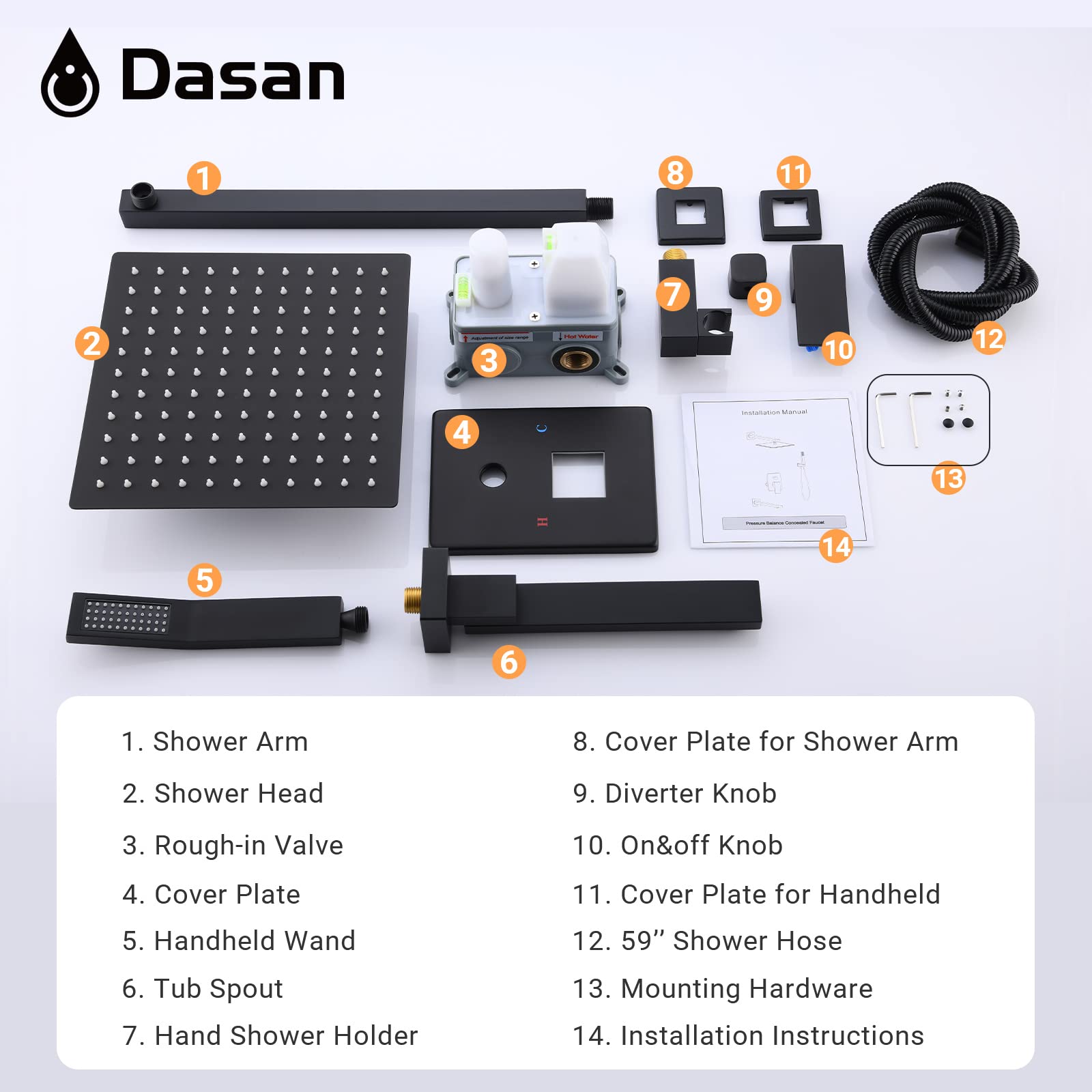 Premium Matte Black Bathtub Shower Faucet Set - Complete Tub & Shower System with Spout, Rough-in Valve & Trim Kit | Ideal for Modern Bathroom Renovations & Spa-Like Showers