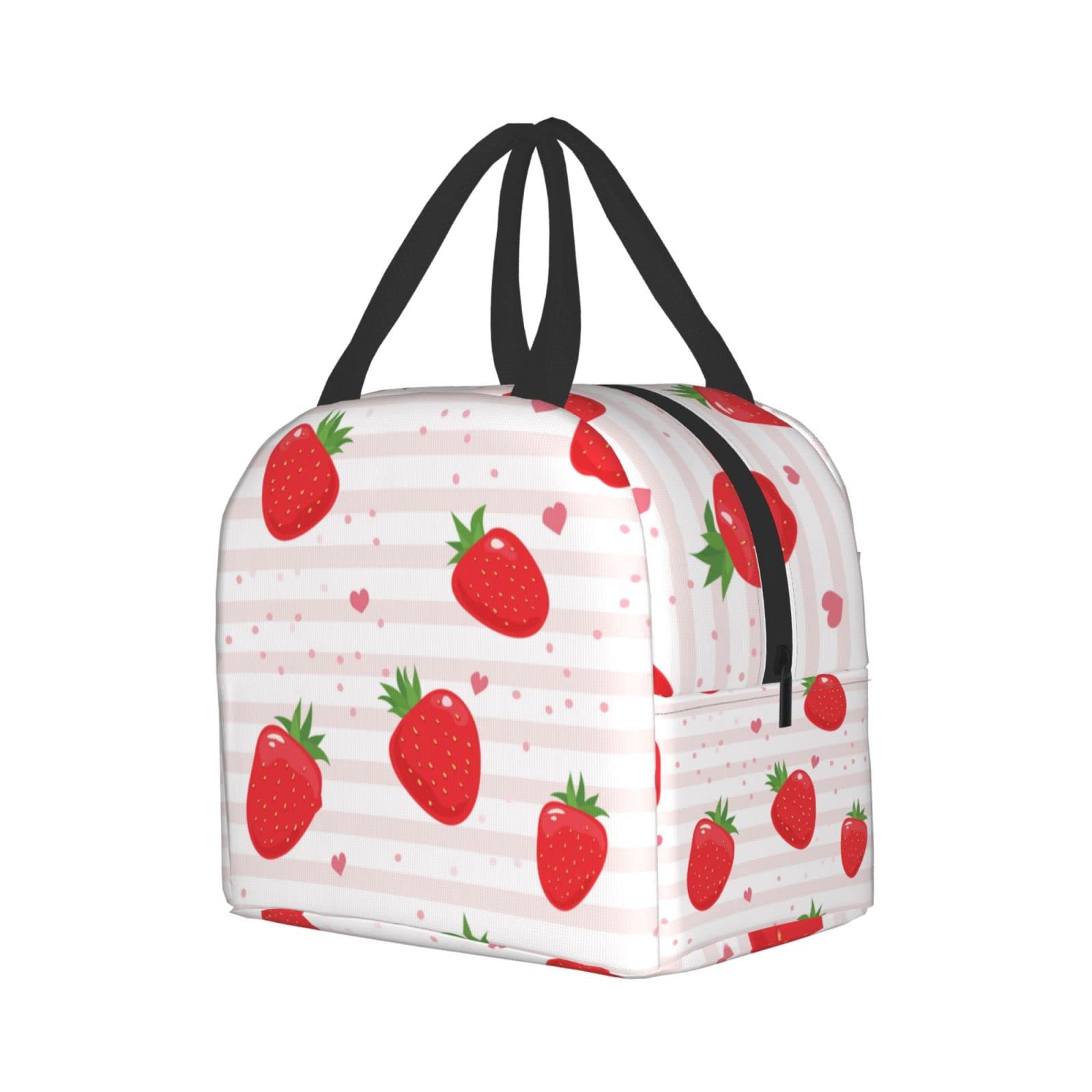 Strawberry Heart Insulated Lunch Bag - Reusable Bento Box & Cooler Tote for Work, Picnic, School - Cute Eco-Friendly Food Container for Women & Men - Perfect for Office, Outdoor, and Shopping