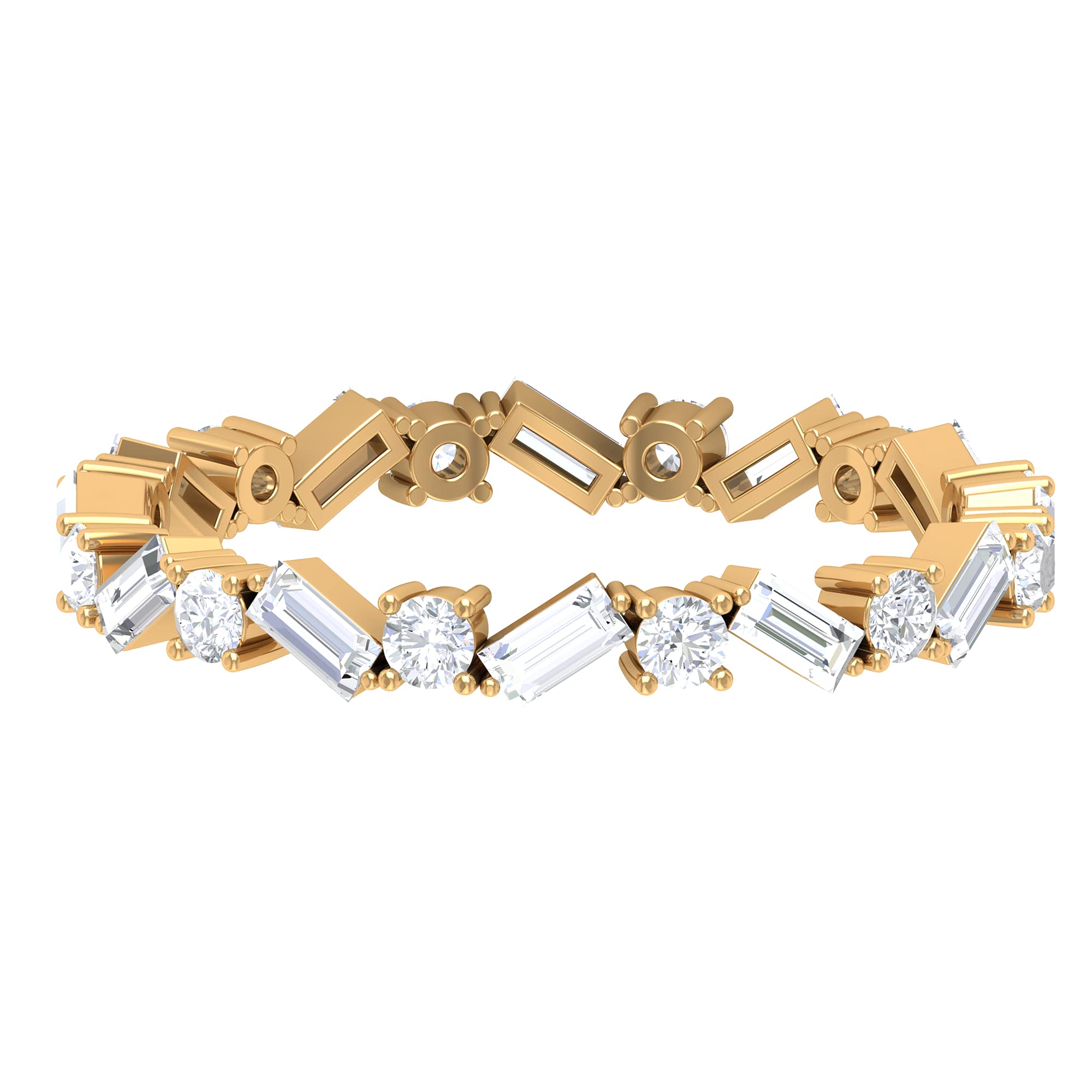0.75 CT Diamond Eternity Ring for Women - 14K Solid Gold Baguette & Round Cut Full Eternity Band - Perfect for Anniversaries, Weddings & Special Occasions