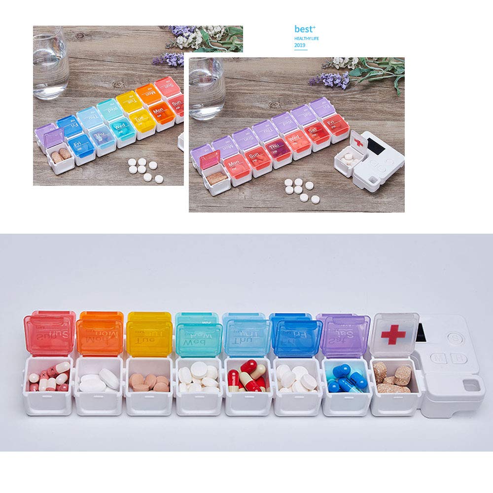 7-Day Weekly Pill Organizer with Timer & Reminder - AM/PM Detachable Pill Box for 2x Daily Medication - Perfect for Travel, Elderly Care & Daily Medication Management