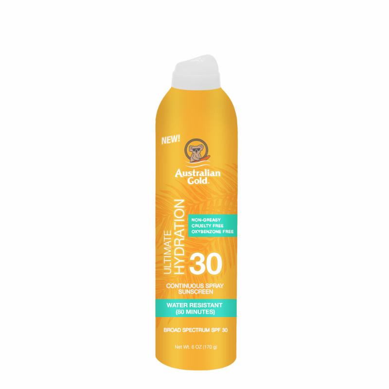 Australian Gold Continuous Spray Sunscreen SPF 30 - 6 oz Clear Spray for All-Day Protection | Water-Resistant, Broad Spectrum UVA/UVB Defense | Perfect for Beach, Pool & Outdoor Activities