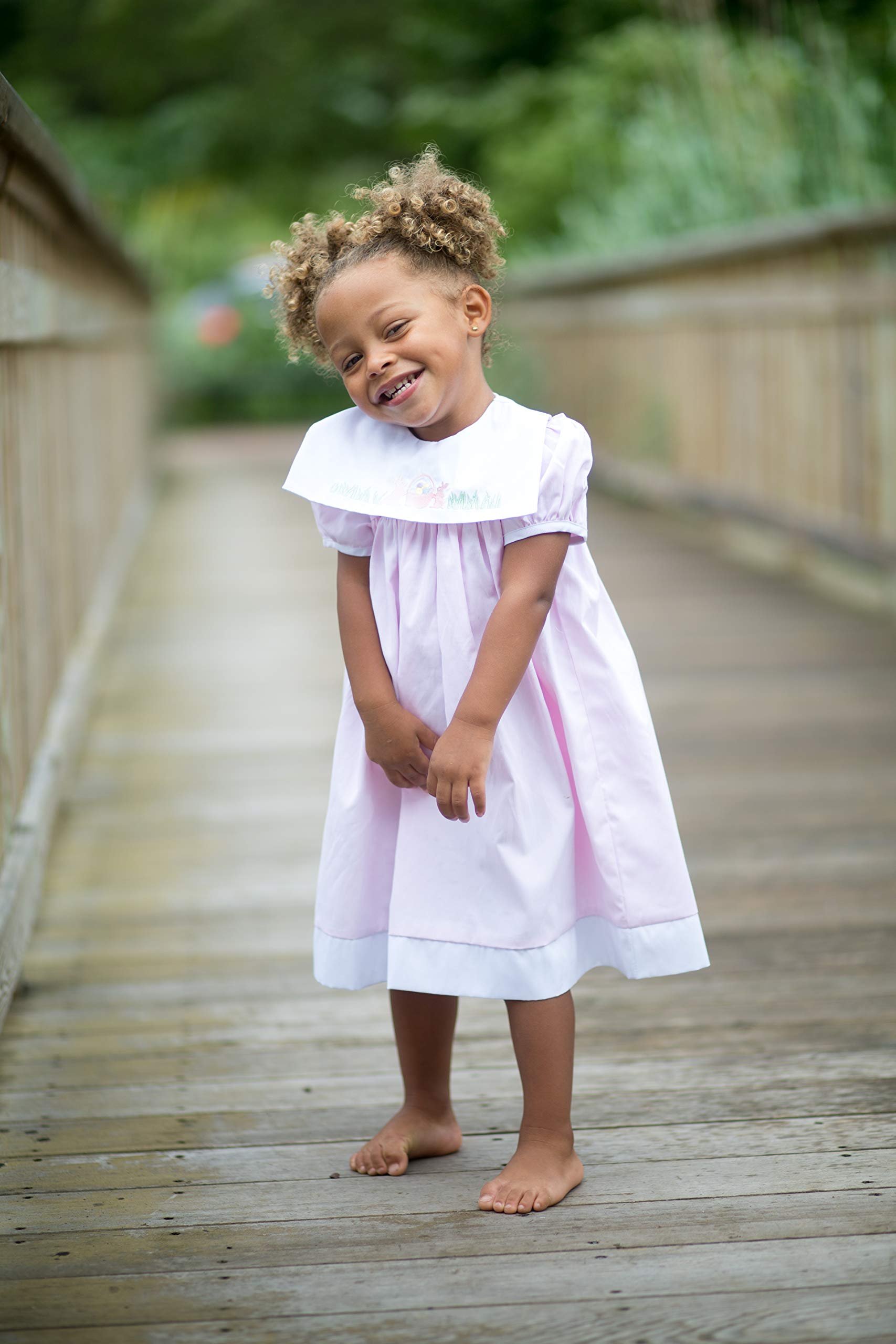 Easter Bunny Dress for Girls - Pink Floral Spring Party Dress for Easter Sunday, Church, and Family Gatherings