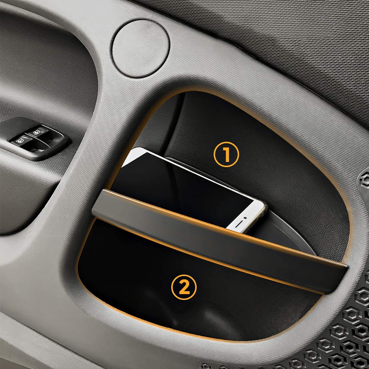 Mercedes Benz Smart 453 Fortwo & Forfour Car Door Center Console Storage Box Handbrake Tray Organizer - Black | Premium Car Interior Organizer for Keys, Phones & Small Items | Perfect for Road Trips & Daily Commute