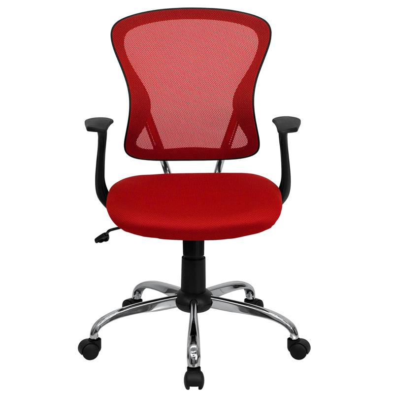 FLASH Alfred Mid Back Black Mesh Swivel Task Office Chair with Chrome Base and Arms - Ergonomic Desk Chair for Home Office, Computer Work & Gaming