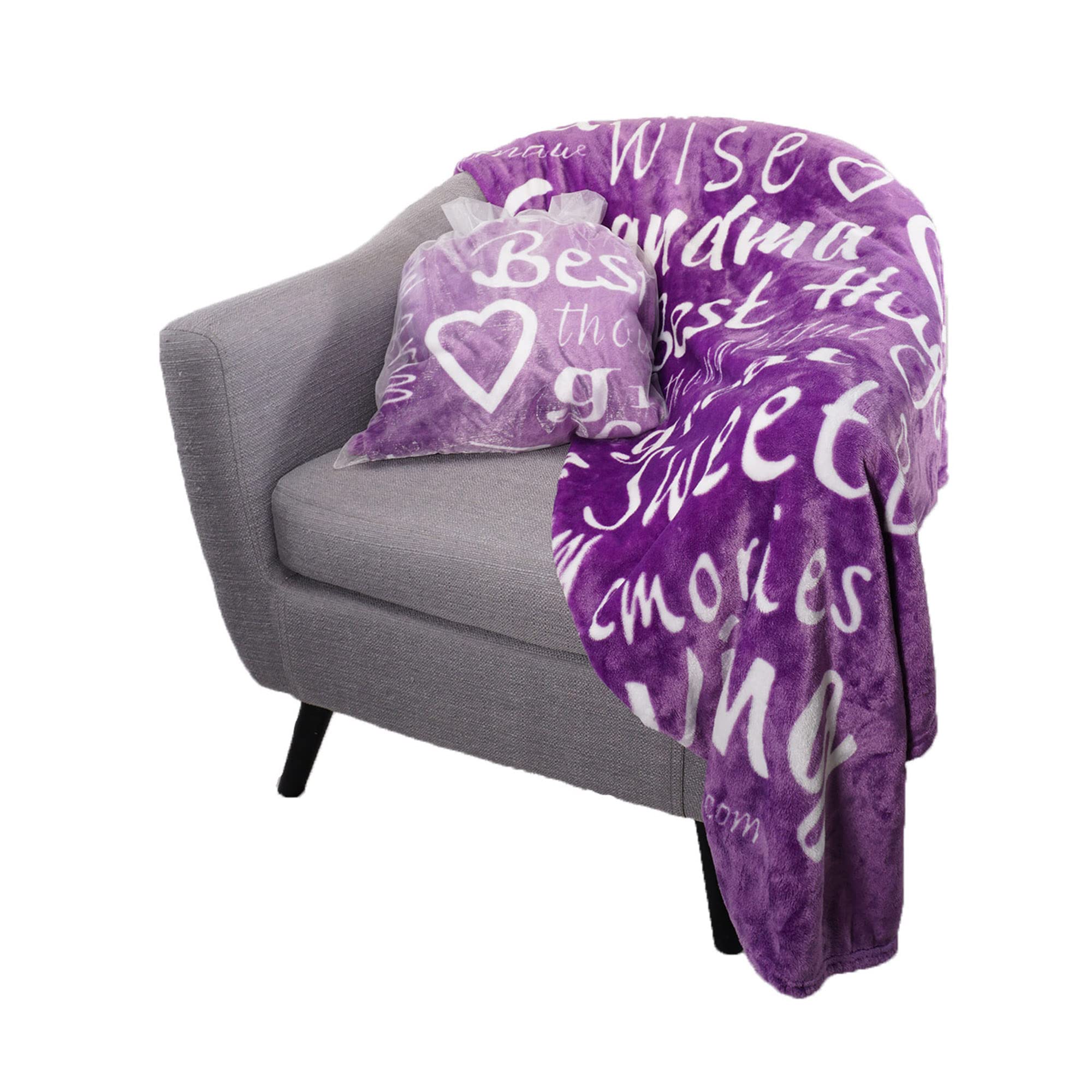 BlankieGram Soft & Cozy Grandmother Throw Blanket - Perfect Gift for Grandma, Women & Family - Luxurious Purple Fleece Blanket for Cuddling, Sofa Lounging & Bedroom Decor