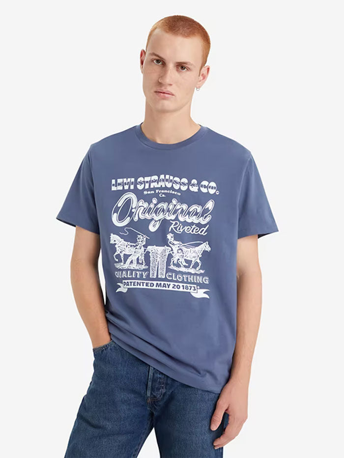 Levi's Men's Classic Graphic T-Shirt - Vintage Indigo Blue Cotton Tee for Casual Wear & Street Style | 224911482