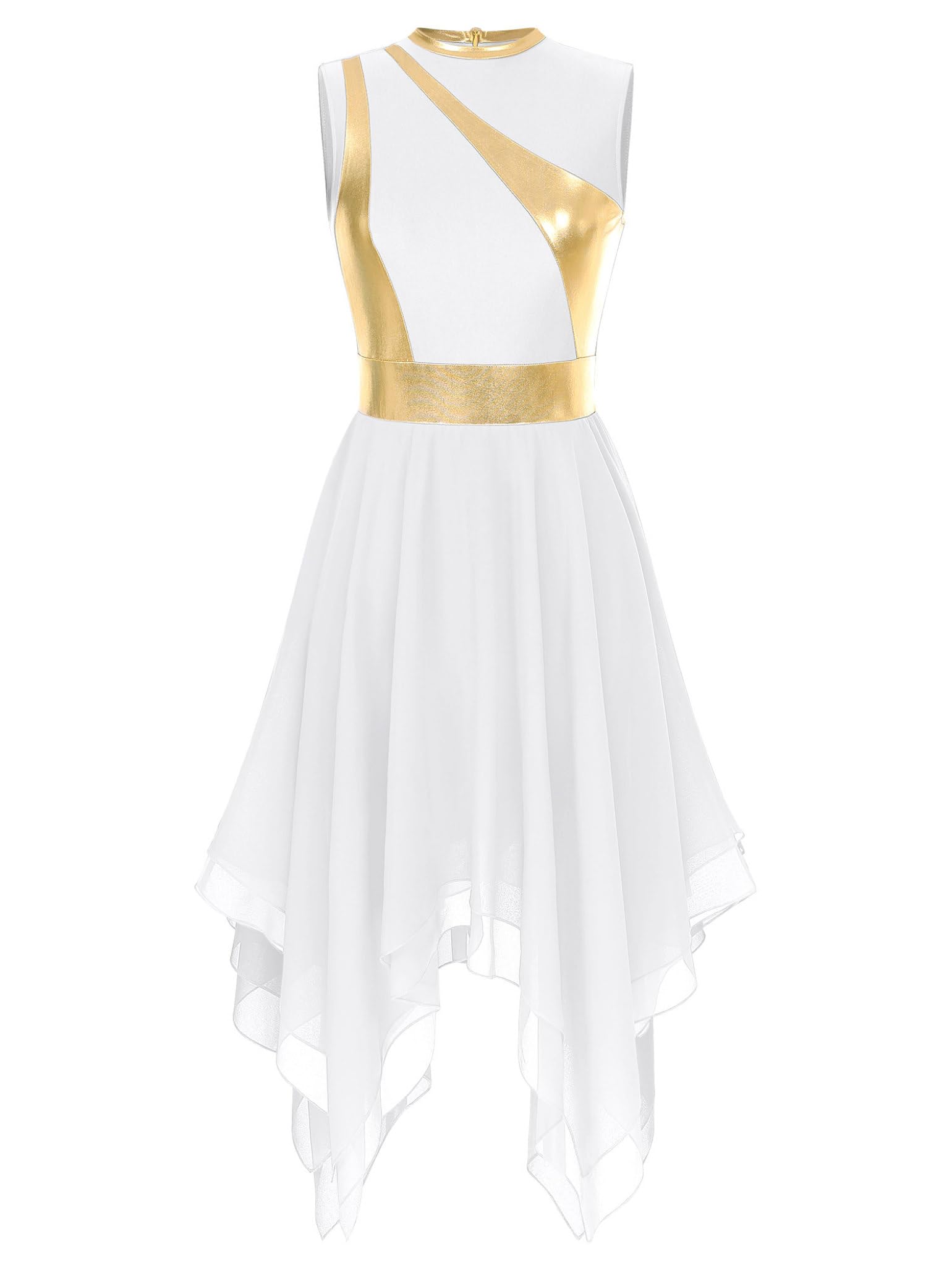 Women's Praise Dance Dress - Color Block Tunic with Irregular Hem - Worship & Liturgical Lyrical Dance Costume - Perfect for Church Performances & Spiritual Dance Events