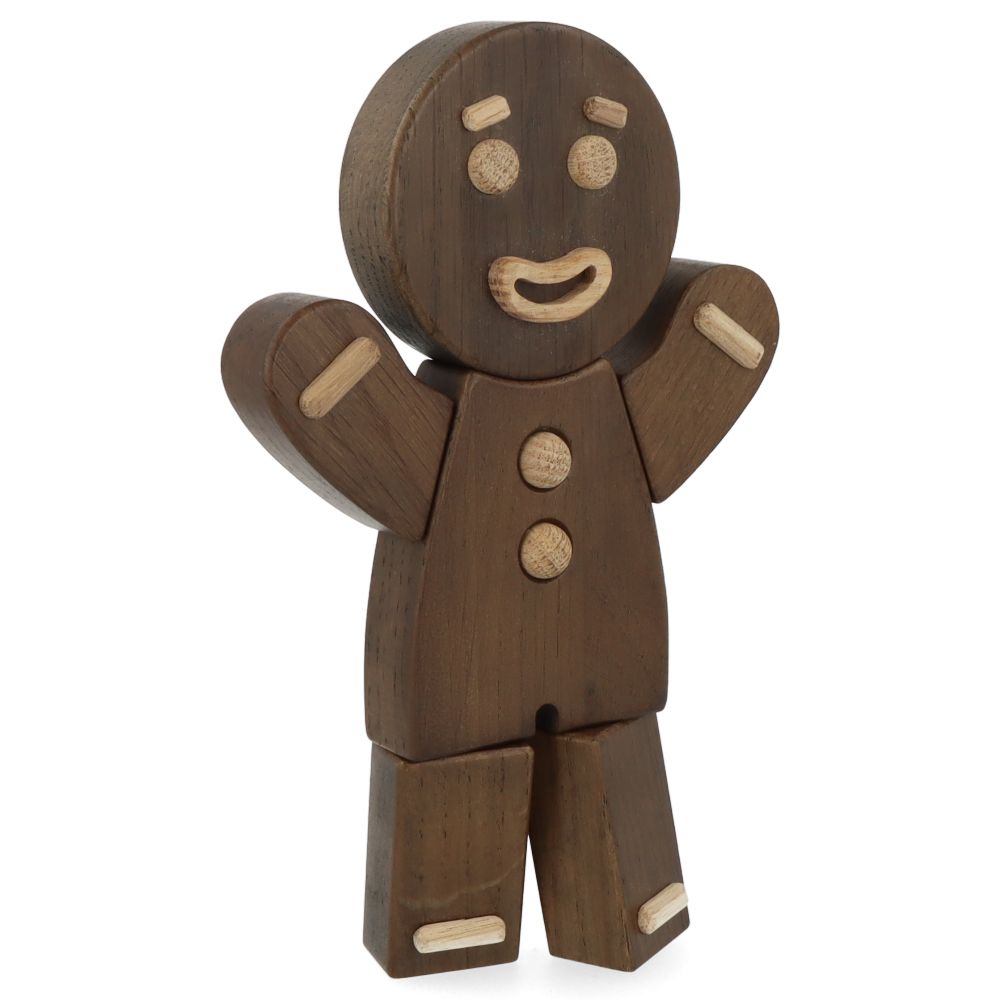 Handmade Gingerbread Man Ornament - Smoked Stained Oak Wood Christmas Tree Decoration for Holiday Home Decor & Gift Giving