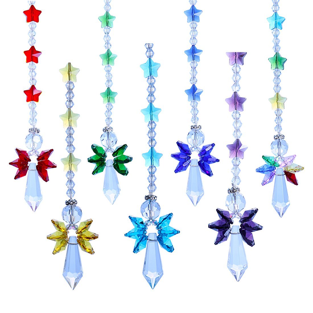 7-Piece Crystal Glass Guardian Angel Rainbow Maker Sun Catcher Set - Handmade Suncatchers for Windows, Gifts & Home Decor - Create Stunning Rainbows in Your Living Room, Bedroom or Garden