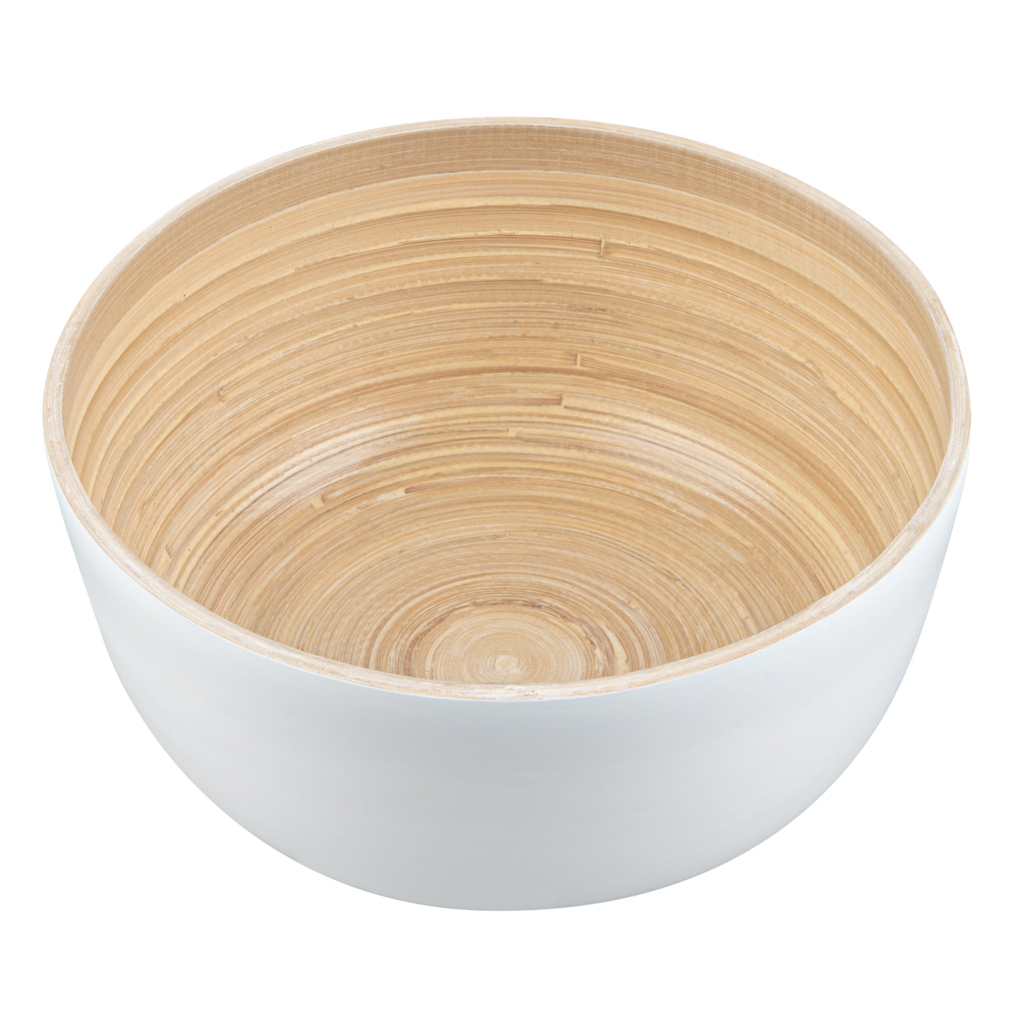 Bambuddha 25 oz Round White Spun Bamboo Salad Bowl - Medium Size 9.5
