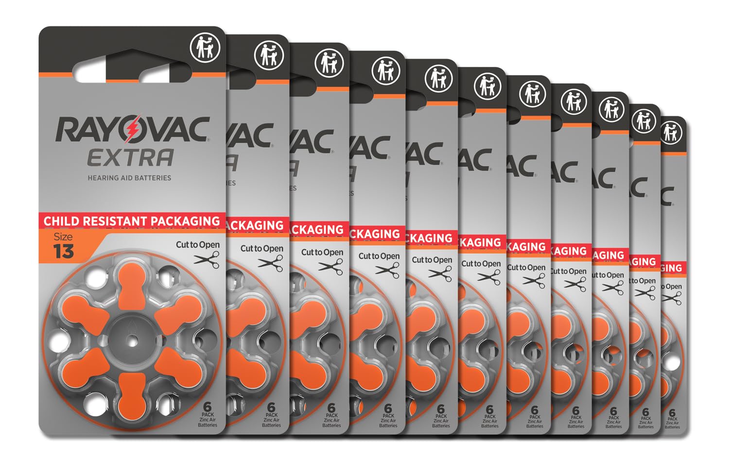 Rayovac Extra Hearing Aid Batteries Size 13 - 60 Pack | Long-Lasting 1.45V Mercury-Free Zinc-Air Batteries for Hearing Aids | Perfect for Daily Use, Travel & Emergency Backup