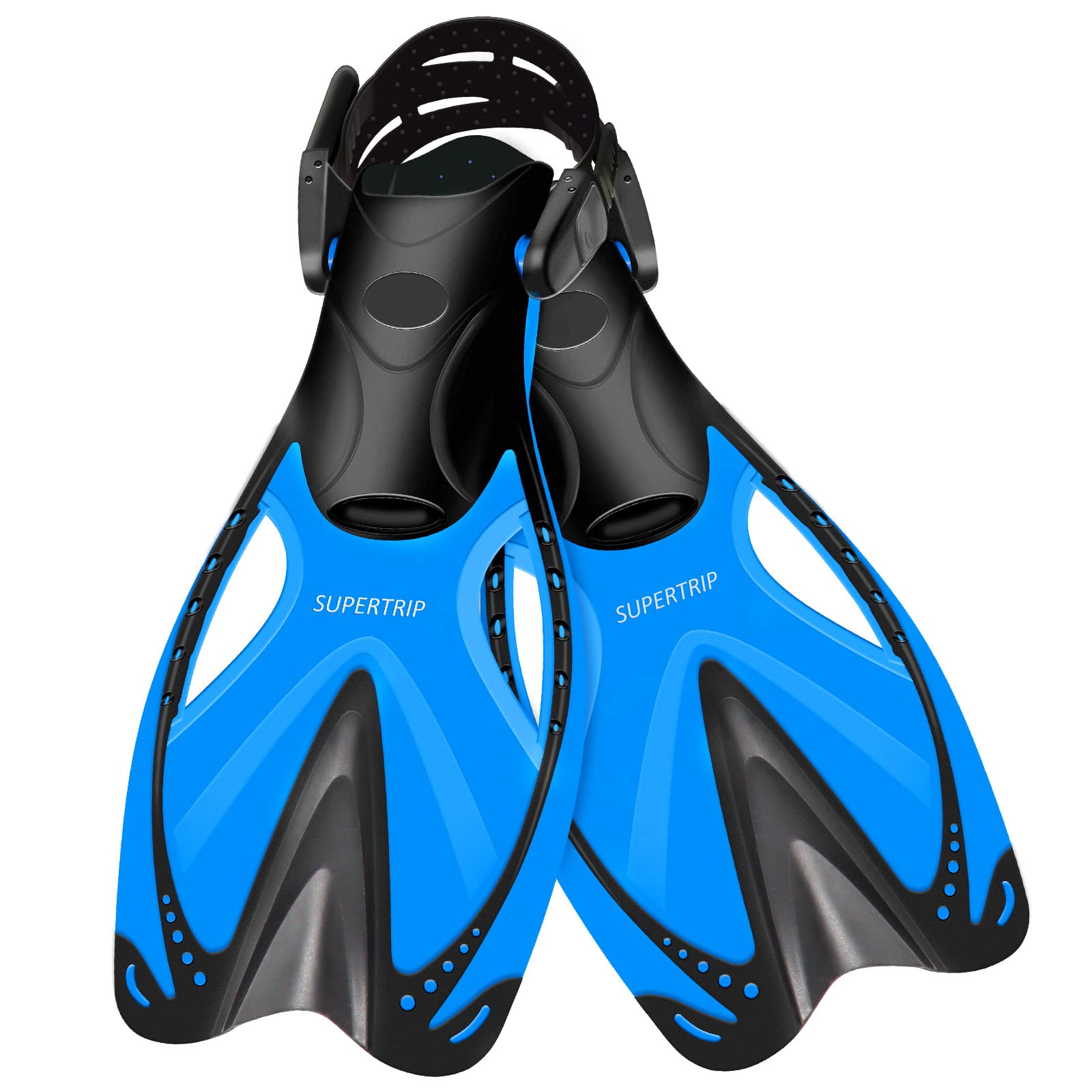 **Supertrip Kids Snorkel Fins - Adjustable Short Swim Flippers for Lap Swimming, Scuba Diving & Snorkeling - Travel Size Diving Fins for Boys & Girls Ages 6-14 - Perfect for Pool, Beach & Ocean Adventures**