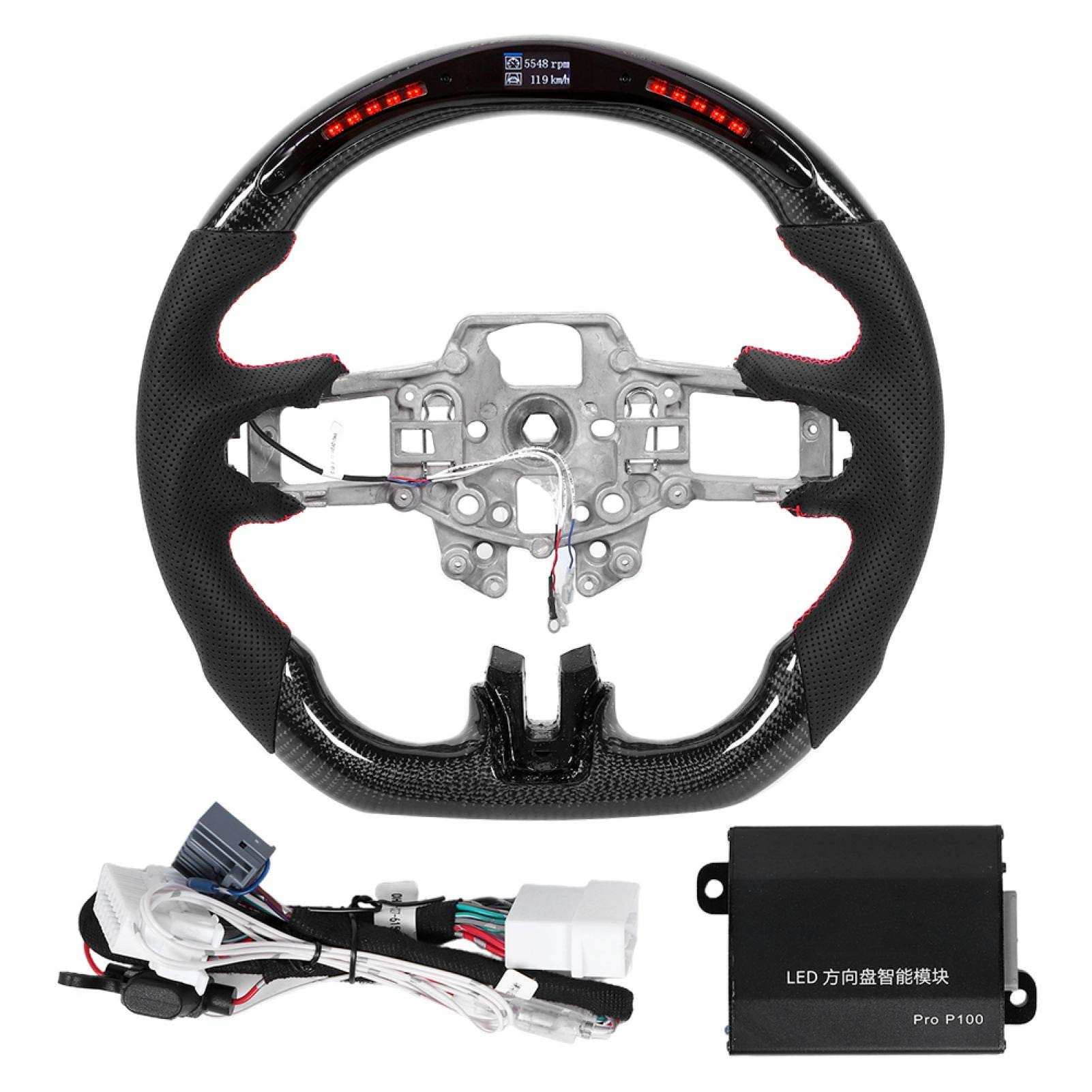 Carbon Fiber Steering Wheel with LED Shift Lights for Ford Mustang V6 EcoBoost GT Shelby 2015-2017 | Racing & Performance Driving Accessory