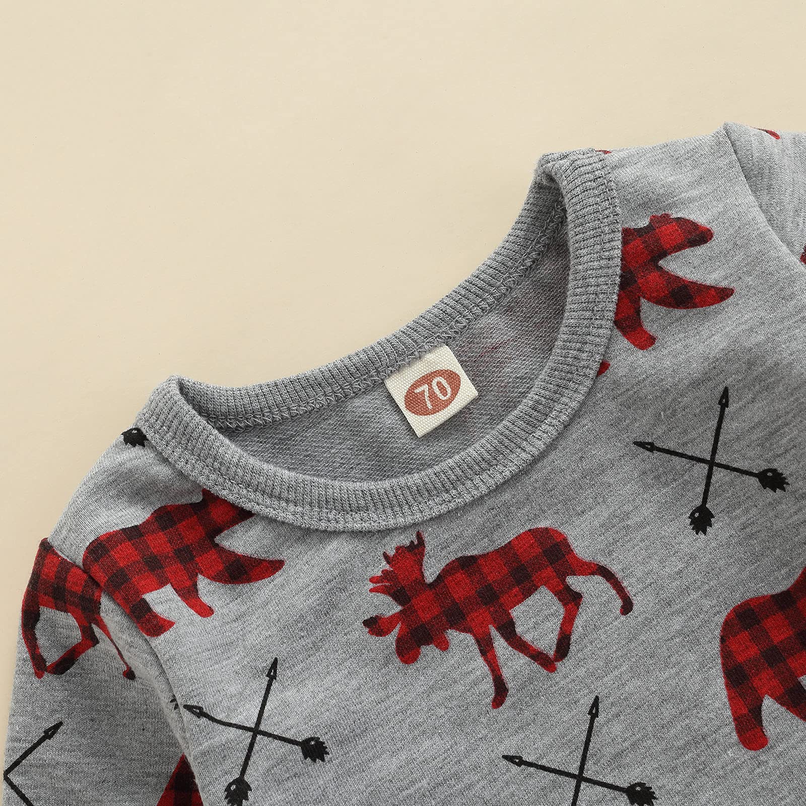 Baby Christmas Outfit Set - Newborn Boy Fall Clothes with Deer Print Sweatshirt & Pants | Holiday Photoshoot, Family Gathering & Winter Party Outfit