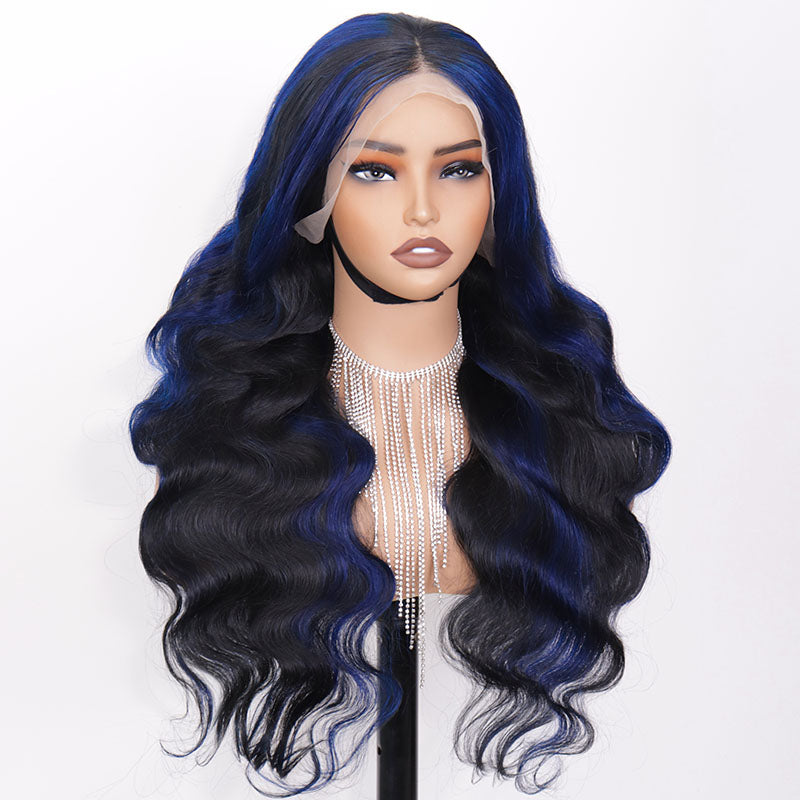 Eullair Body Wave Balayage Highlights Lace Front Wig - Rose Pink, Blue, Green Ombre Human Hair - Perfect for Cosplay, Parties & Daily Wear | @queenleora Recommended