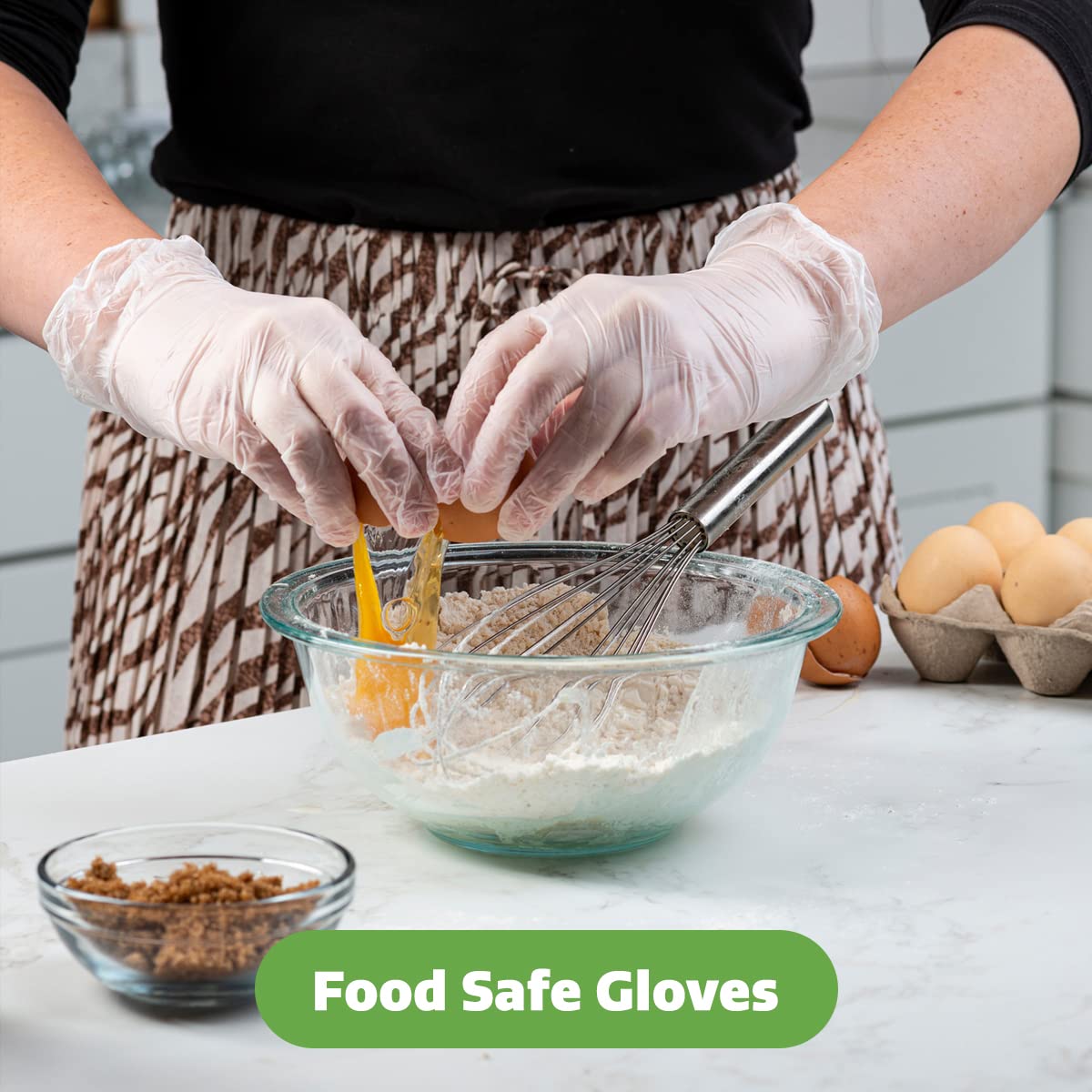Premium Disposable Vinyl Gloves - Powder Free, Latex Free, Clear Food Grade Gloves for Cooking, Cleaning & Food Handling - Ideal for Kitchen, Restaurant & Household Use