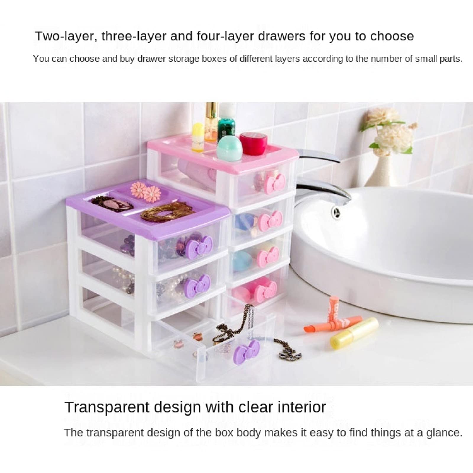 Cute Makeup Organizer with 2/3/4 Layers - Kawaii Desk & Room Decor Accessories for Girls, Teens & Women - Perfect for Vanity, Bedroom, Bathroom & Dorm Organization