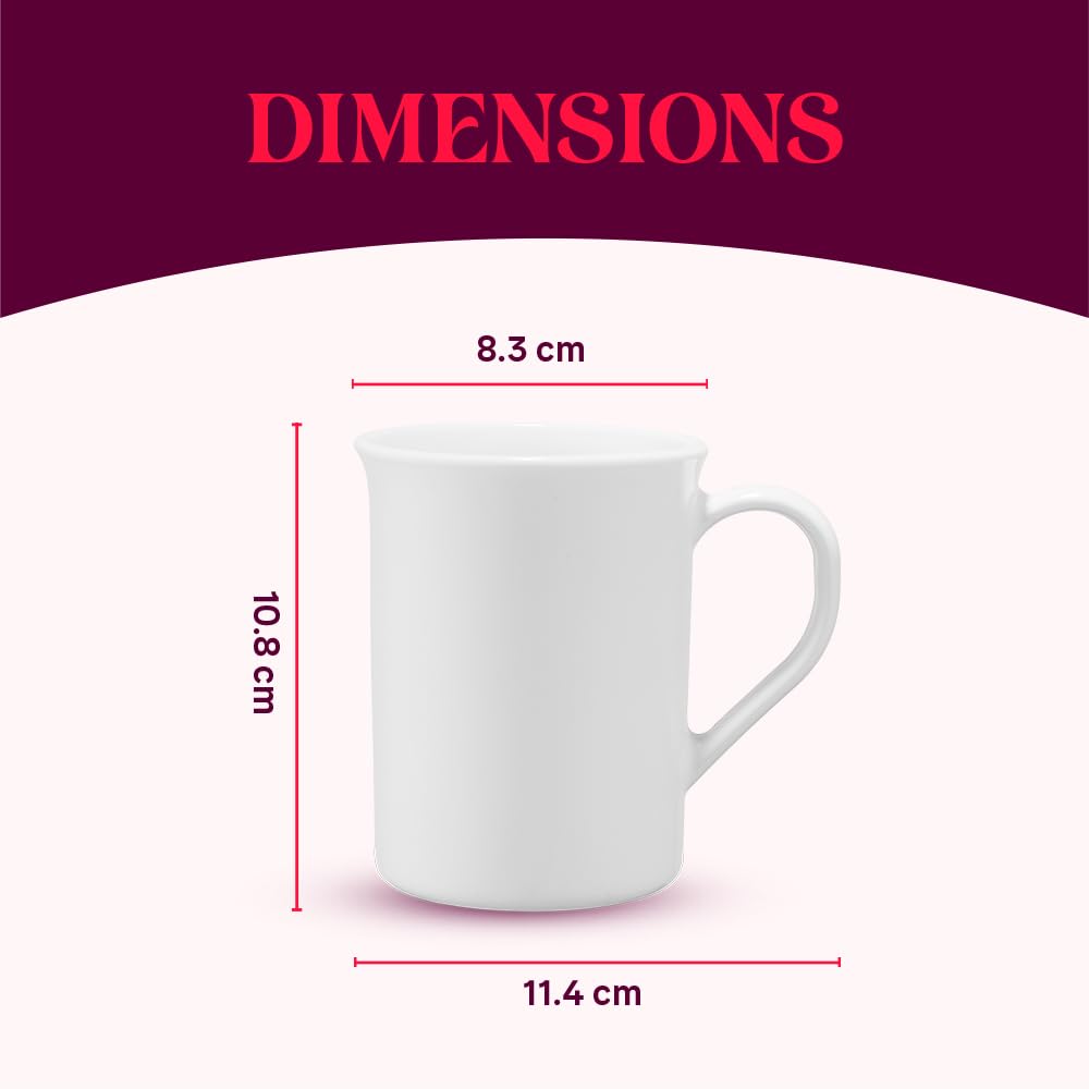 BOROSIL Forest Opalware Tea & Coffee Mug - 350ml Microwave & Dishwasher Safe Ceramic Cup, Bone-Ash Free - Elegant White Crockery for Home, Office & Gifting | Perfect for Morning Coffee, Afternoon Tea & Daily Use