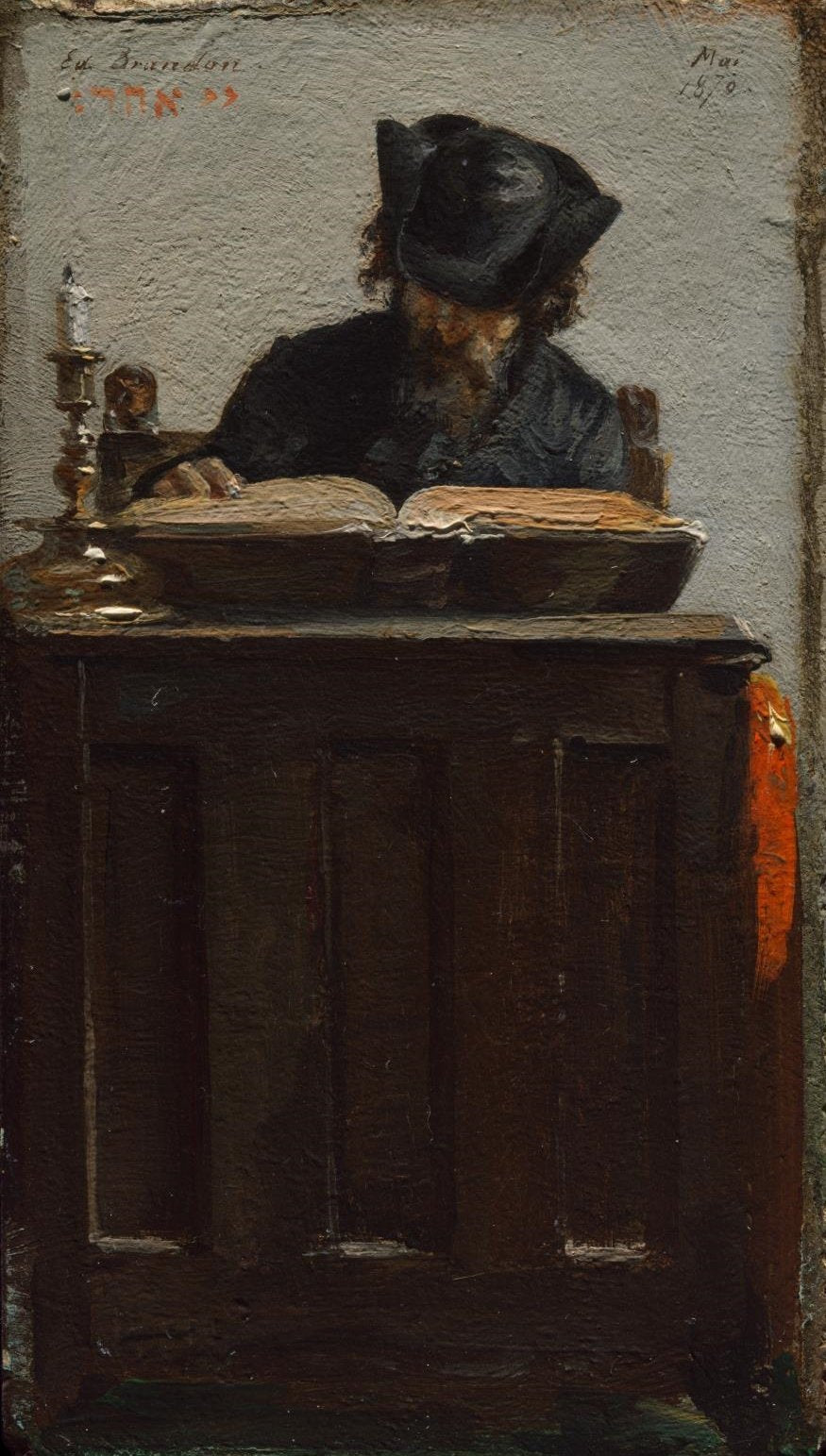 Edouard Brandon - Jewish Man Reading Painting - Vintage Art Print for Home & Office Decor - Perfect for Living Room, Study, or Gallery Wall