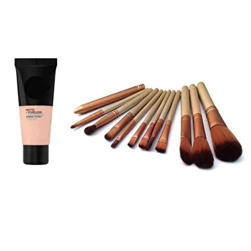 12-Piece Professional Makeup Brush Set for Women & Girls - Soft Synthetic Foundation, Blending & Eyeshadow Brushes (Beige) - Perfect for Daily Makeup, Contouring & Travel Beauty Kit