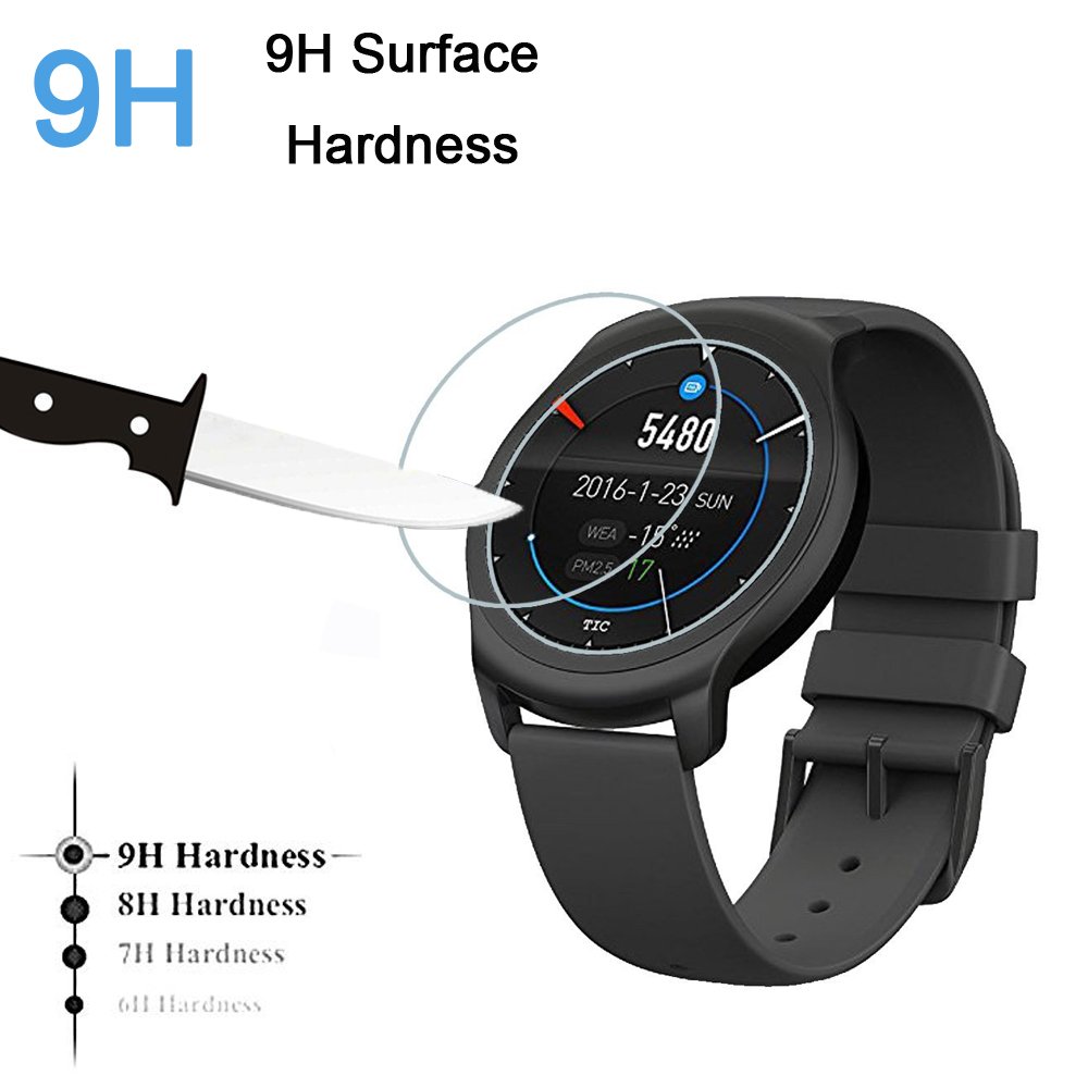 3 Pack Ticwatch 2 Tempered Glass Screen Protector - 9H Hardness, Anti-Scratch for Smartwatch Protection