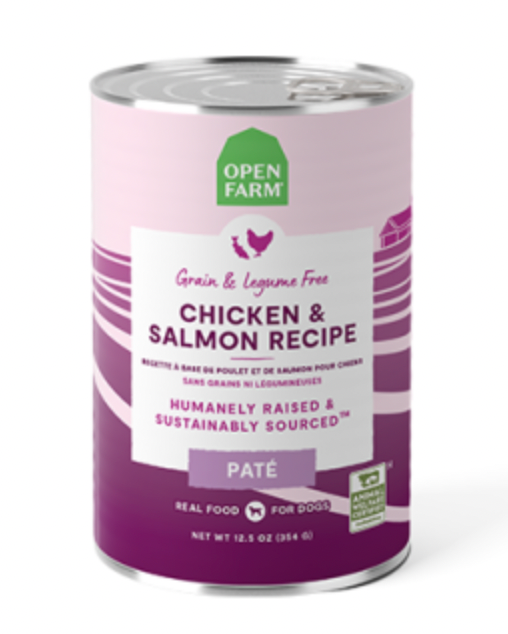 Open Farm Grain-Free Chicken & Salmon Pate Canned Dog Food - 12.5oz (354g) | High Protein Wet Food for Adult Dogs | Perfect for Picky Eaters & Meal Toppers