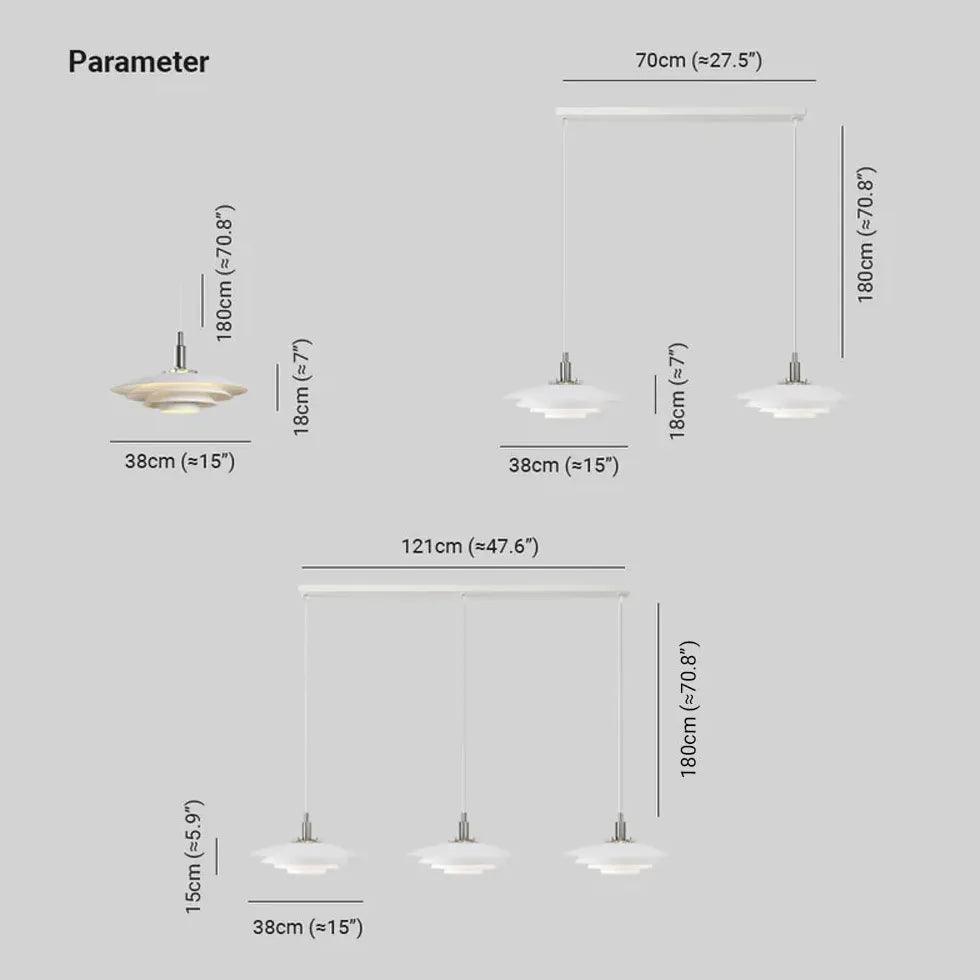 4-Layer White Lampshade Aluminum Pendant Light Fixture - Modern Hanging Ceiling Light for Dining Room, Kitchen Island & Bedroom