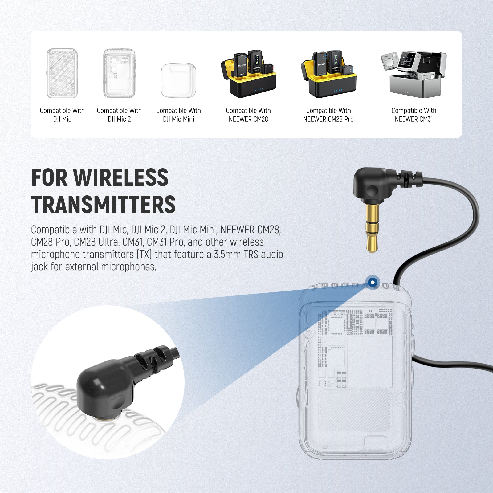 NEEWER LM5 2-Pack 6.6ft/2m 3.5mm TRS Mini Clip-On Wired Lavalier Microphone for Podcasting, Interviews, YouTube Videos & Live Streaming - Professional Omni-Directional Mic for Smartphones, Cameras & Recorders