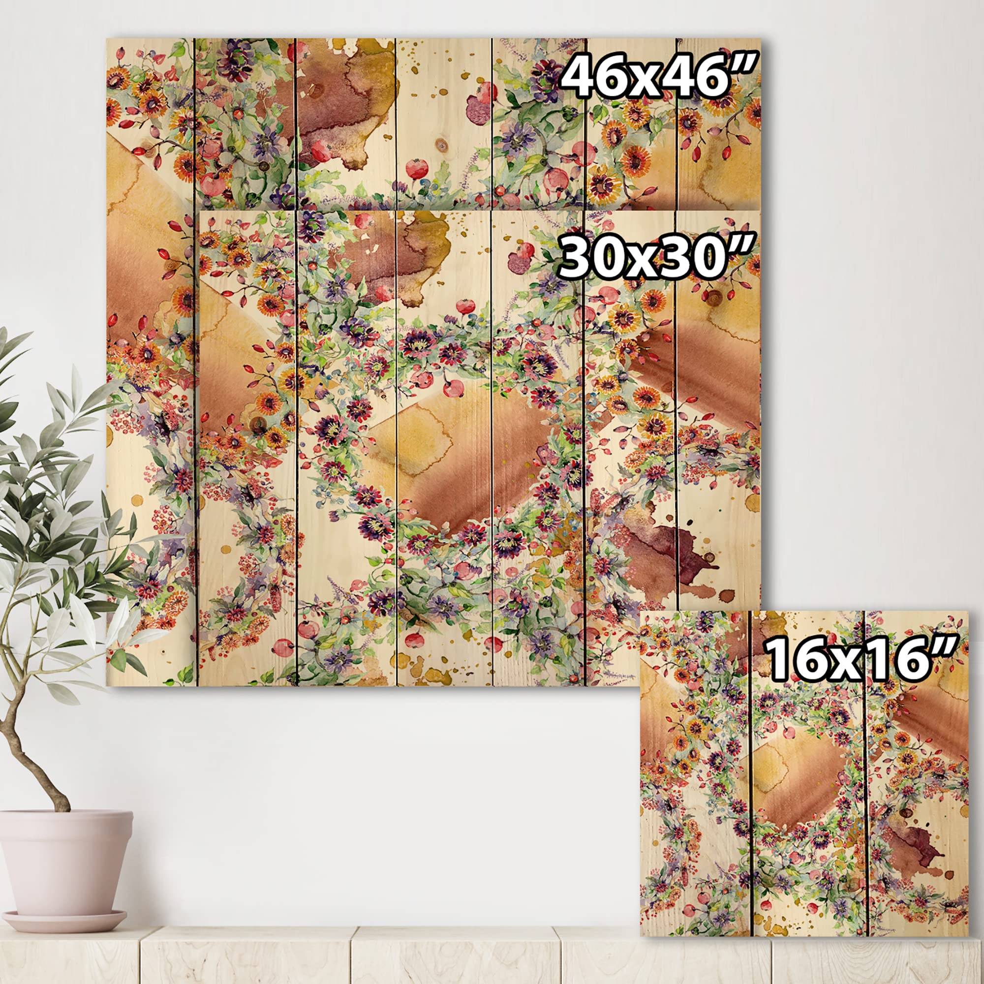 Vibrant Spring Leaves Wood Wall Art - Floral Pine Decor for Living Room