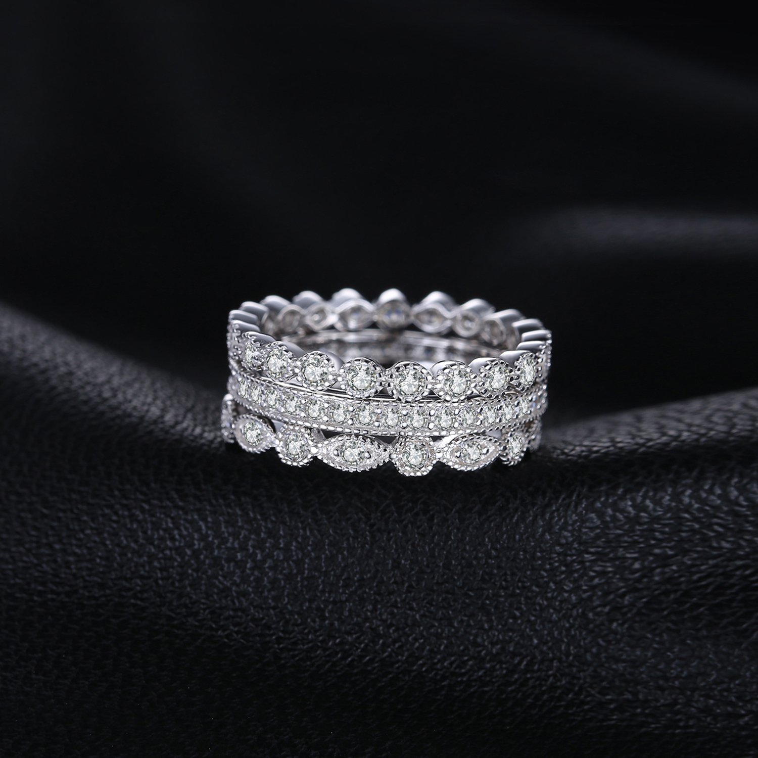 JewelryPalace 14K Gold Plated 925 Sterling Silver Rings for Women | Cubic Zirconia Promise Rings | Stackable Wedding Bands Set (Size 4-12) | Perfect for Anniversary Gifts, Valentine's Day & Everyday Elegance