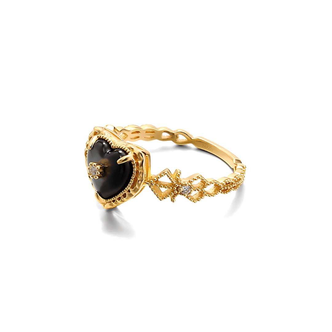 14K Gold Plated Vintage Heart Paua Shell Ring for Women - Elegant Bohemian Jewelry Gift for Valentine's Day, Anniversary & Special Occasions | TB1286