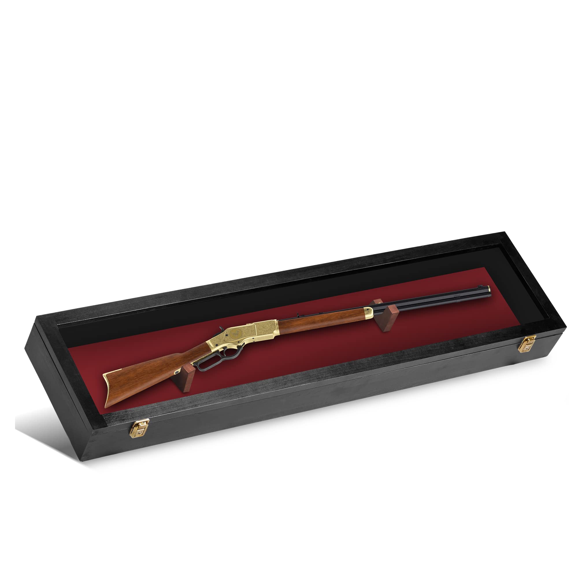 Lockable Gun Display Case for Rifles & Shotguns - Secure Acrylic Door Wall Mount Cabinet for Firearms & Sword Collection - Perfect for Home, Office, or Hunting Lodge Security & Display