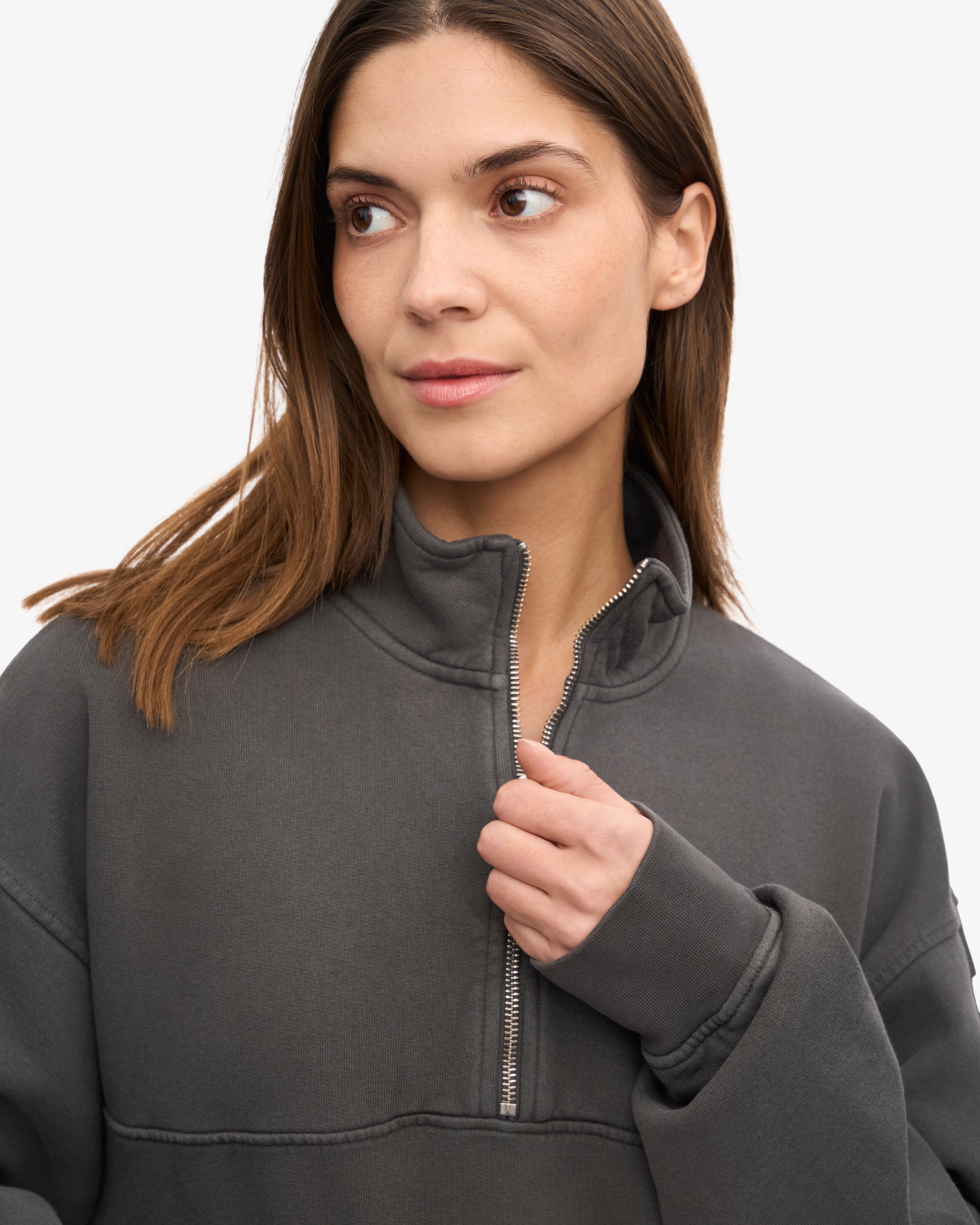 Organic Cotton Quarter Zip Sweatshirt for Men & Women | Lava Grey | Eco-Friendly Casual Wear for Outdoor Activities & Lounge