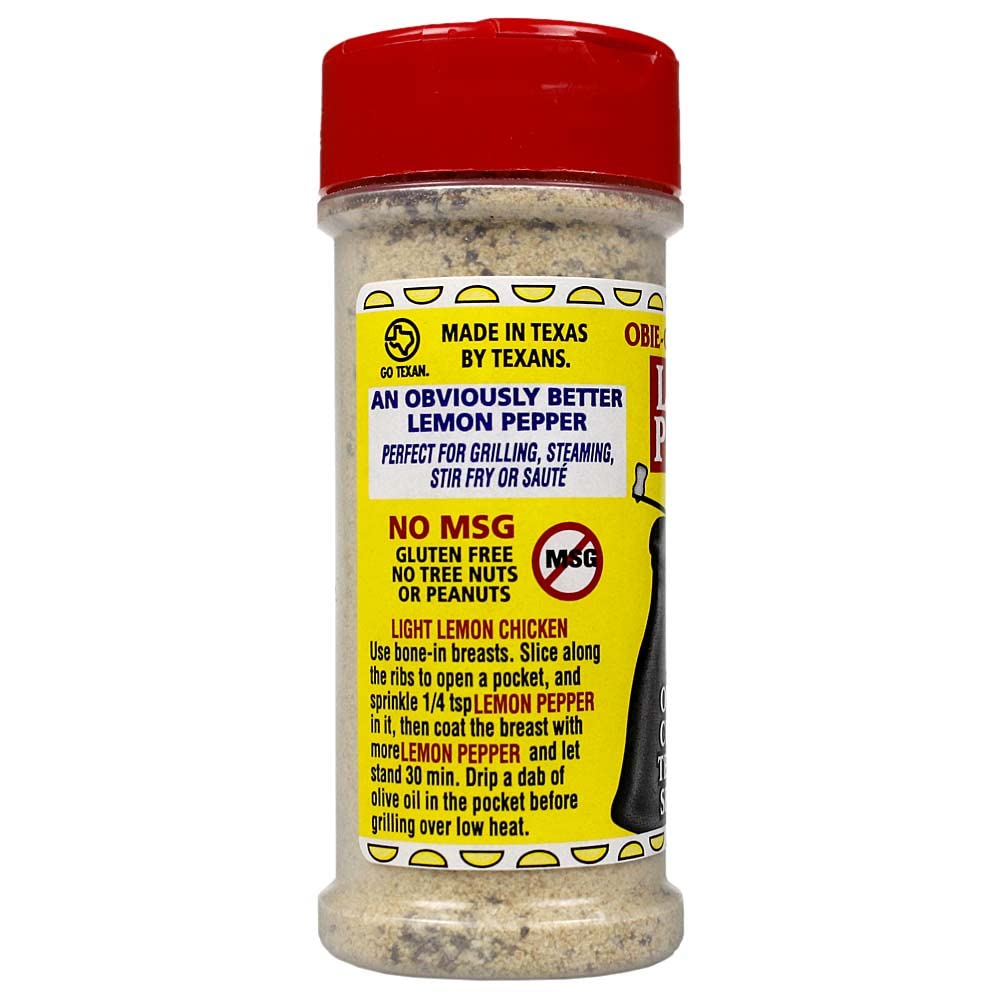 Obie Cue's Lemon Pepper Seasoning - Low Sodium, Gluten Free, All Natural Spice Blend for Chicken, Fish & Poultry (4.8 Oz) - Perfect for Grilling, Roasting & Everyday Cooking