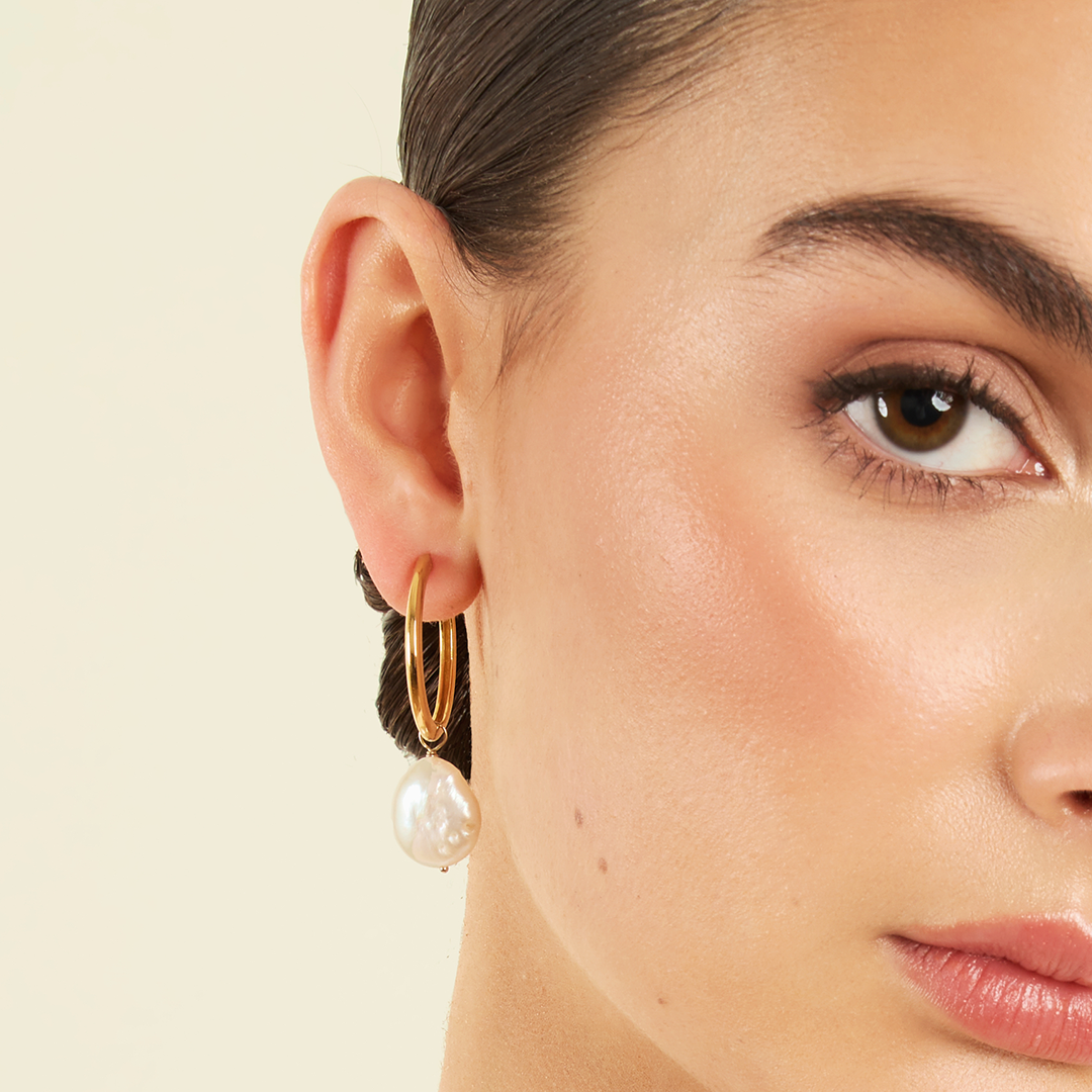 Elegant Capri Pearl Charm Hoop Earrings for Women - Perfect for Weddings, Parties & Everyday Wear