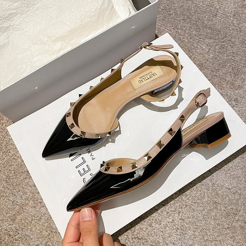 Luxury Gladiator Sandals for Women - Designer Rivet Slingback Sandals with 3cm Chunky Heel | Summer Fashion Footwear for Beach, Party & Casual Outings