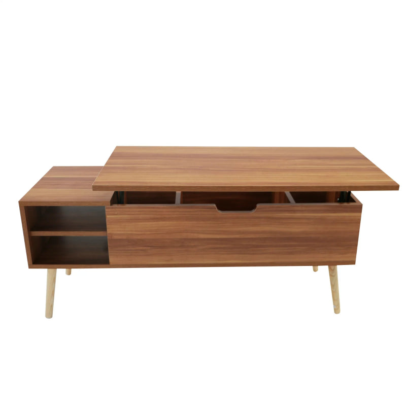 Handmade Designer Lift Top Coffee Table with Open Storage Shelf - Modern Living Room Furniture for Small Spaces, Home Office & Apartment Decor