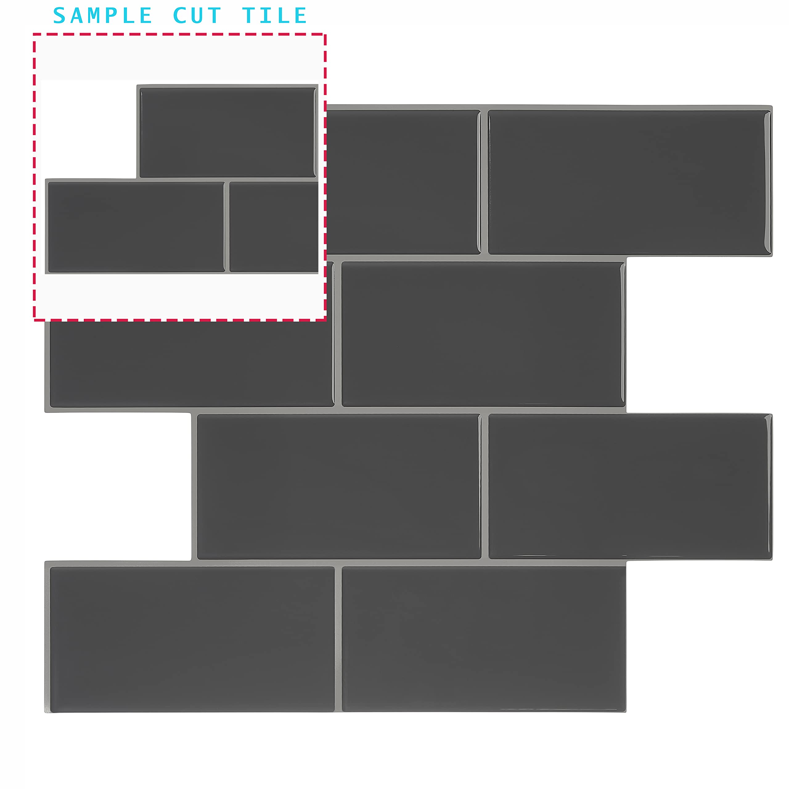 3D Gel Subway Tiles - Peel & Stick Backsplash for Kitchen & Bathroom - 5x5 PVC Tiles for Easy DIY Home Decor