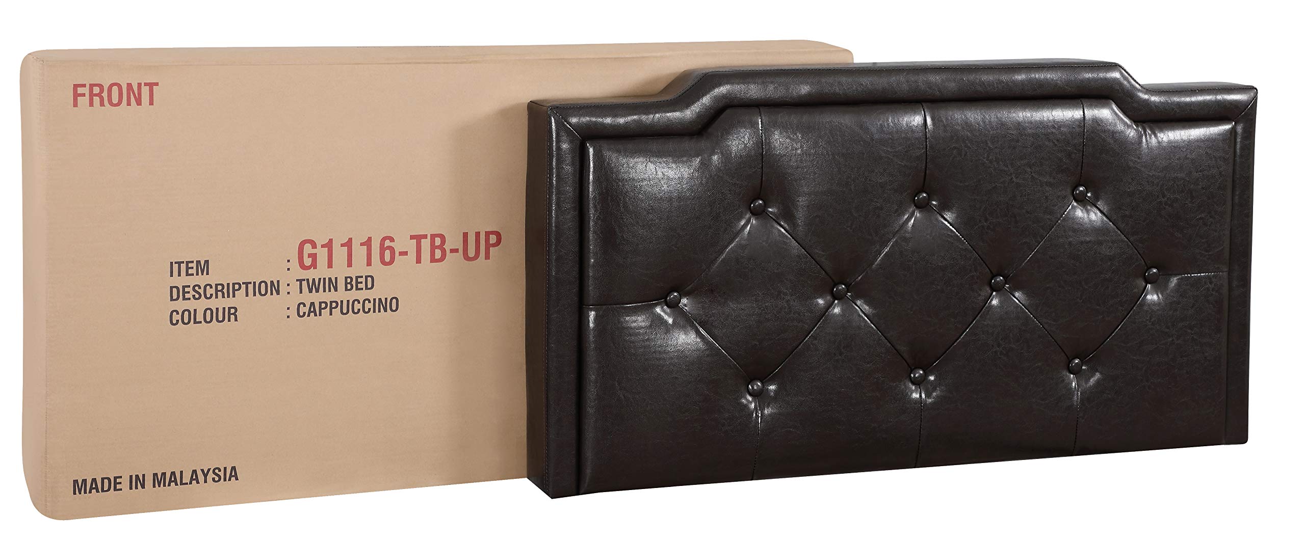 Glory Furniture 1116-TB-UP Twin Size Bed Frame with Storage, Cappuccino Finish - All in One Box - Perfect for Small Spaces, Dorms & Guest Rooms