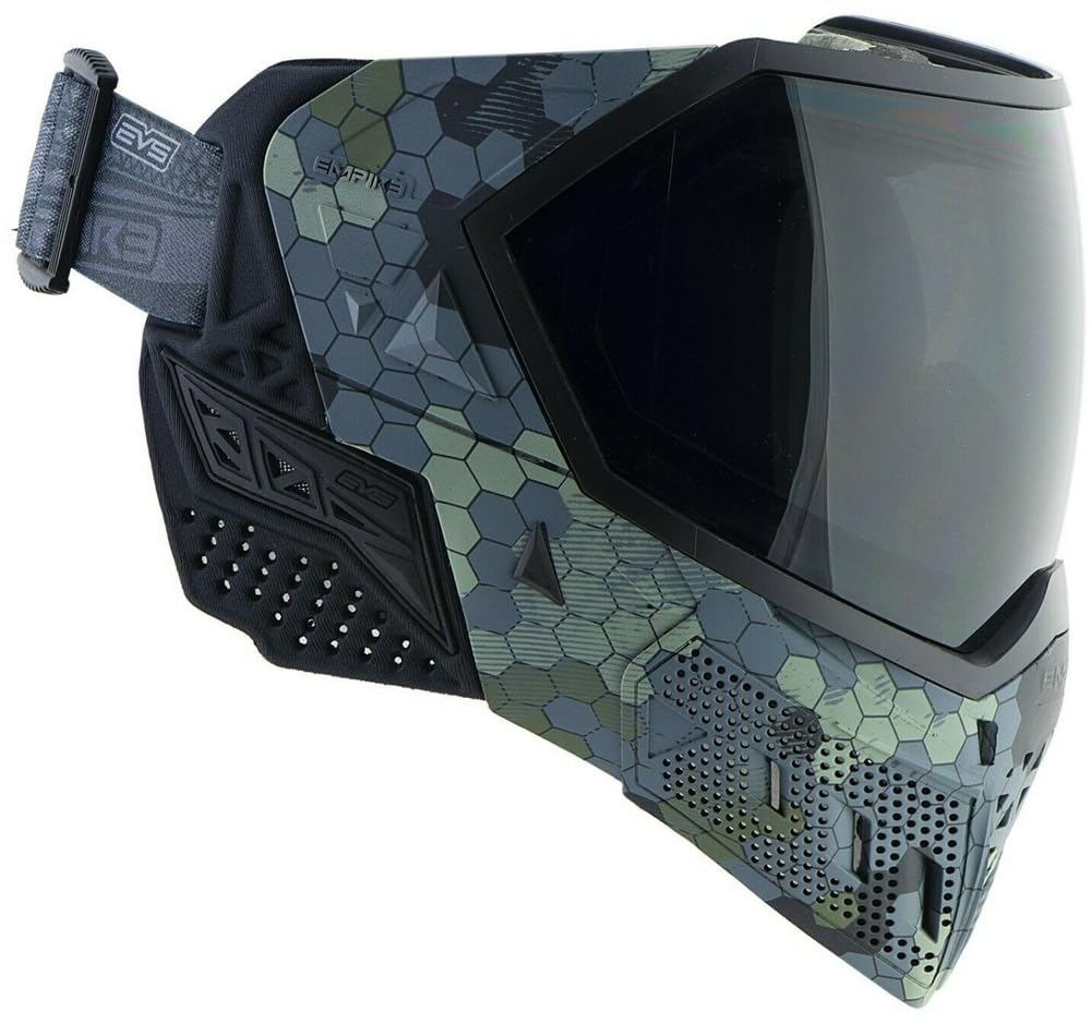 Empire EVS Paintball Mask with HEX Goggle System - 3 Quick Change Thermal Lenses (Clear, Smoke, Silver Mirror) for Outdoor Sports & Tactical Games
