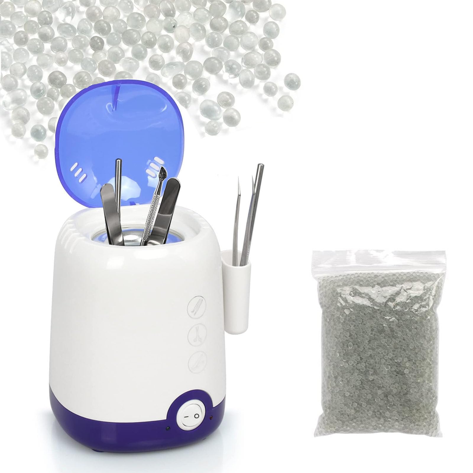 Professional Nail Tool Sterilizer Machine - High Temperature UV Sanitizer for Manicure Tools, Nippers & Hair Scissors | Portable Blue Sterilization Pot with Storage Container | Ideal for Nail Salons, Barbershops & Home Use