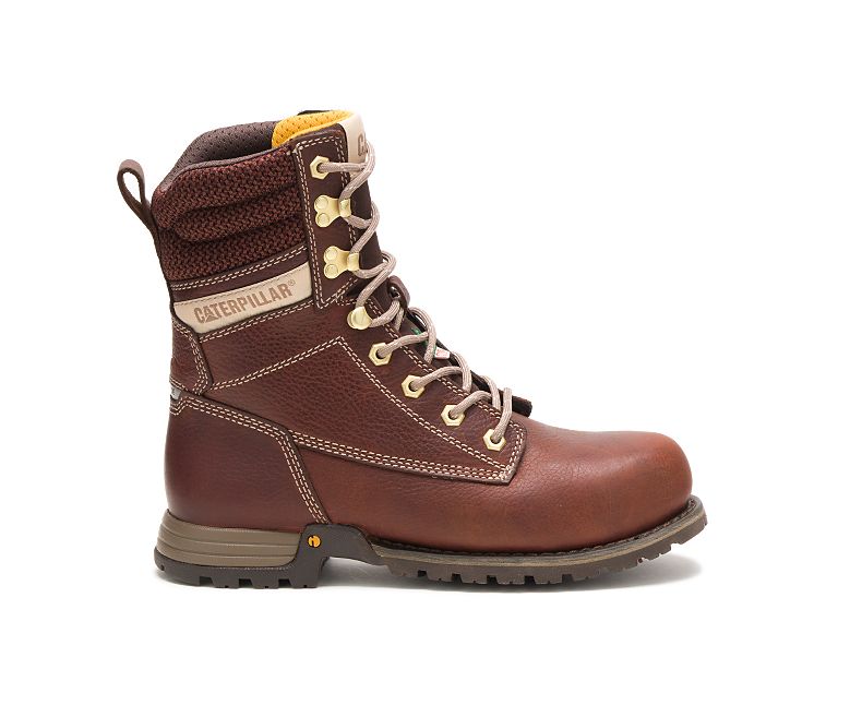 CAT Clover 8 Inch Women's Steel Toe Work Boots 311182 - Brown Safety Shoes for Construction, Warehouse & Outdoor Work