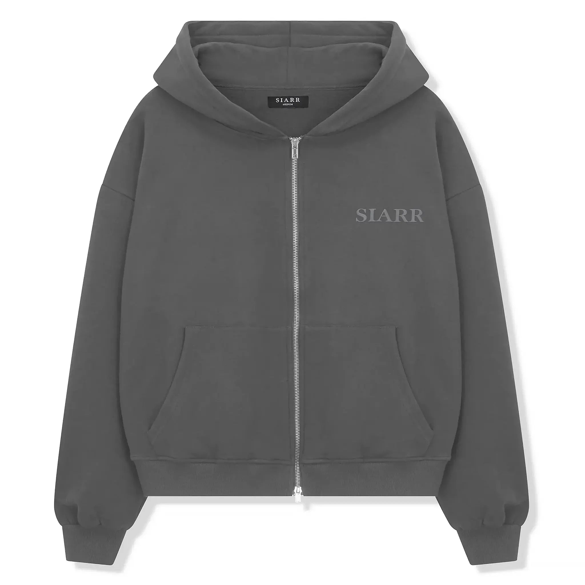 SIARR Dark Grey Zip Up Hoodie for Men - Lightweight Fleece Jacket with Front Pockets | Perfect for Casual Wear, Gym & Outdoor Activities