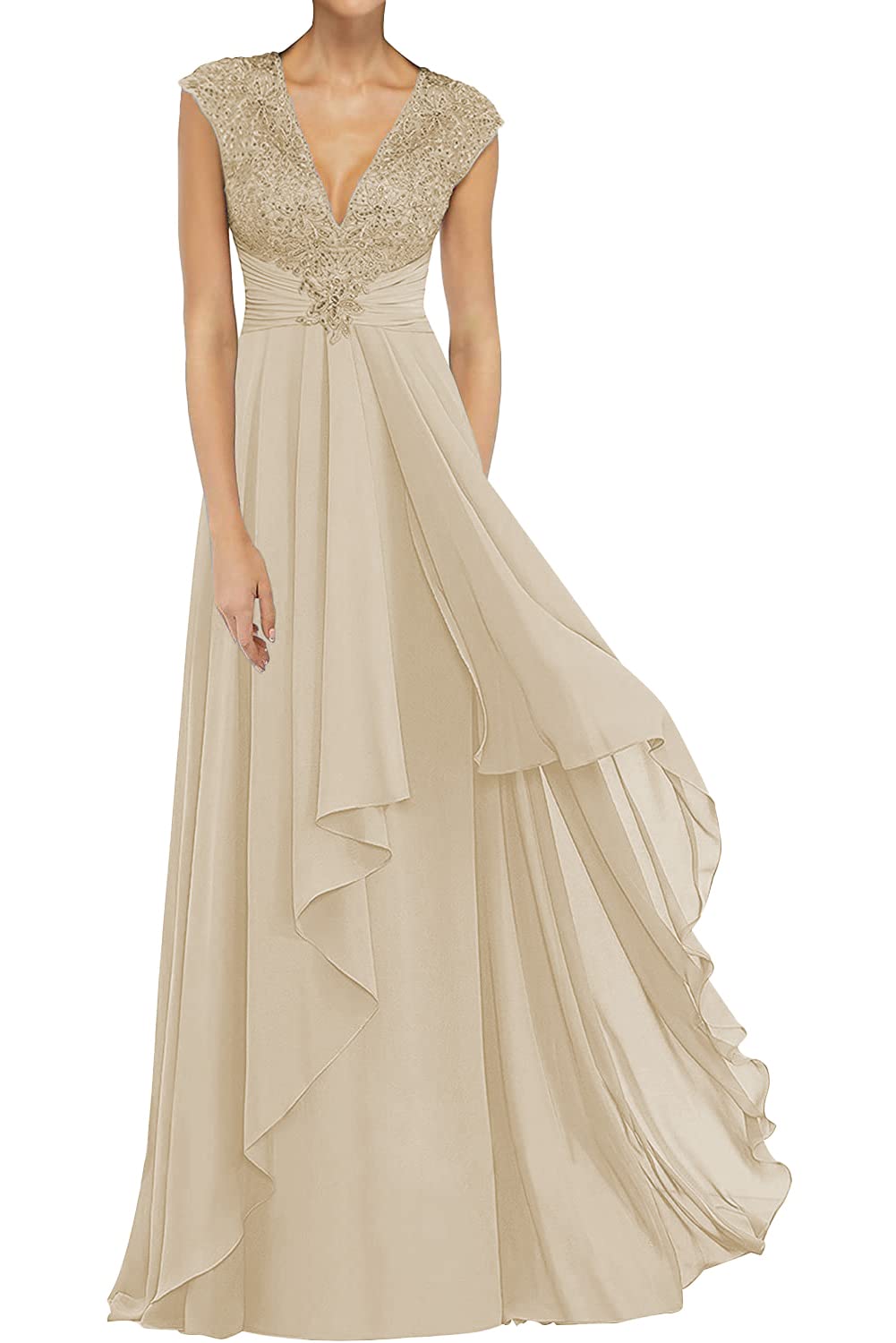 Elegant Mother of The Bride Chiffon Lace Evening Gown - Long Formal Wedding Guest Dress for Women | Perfect for Weddings, Galas & Special Occasions
